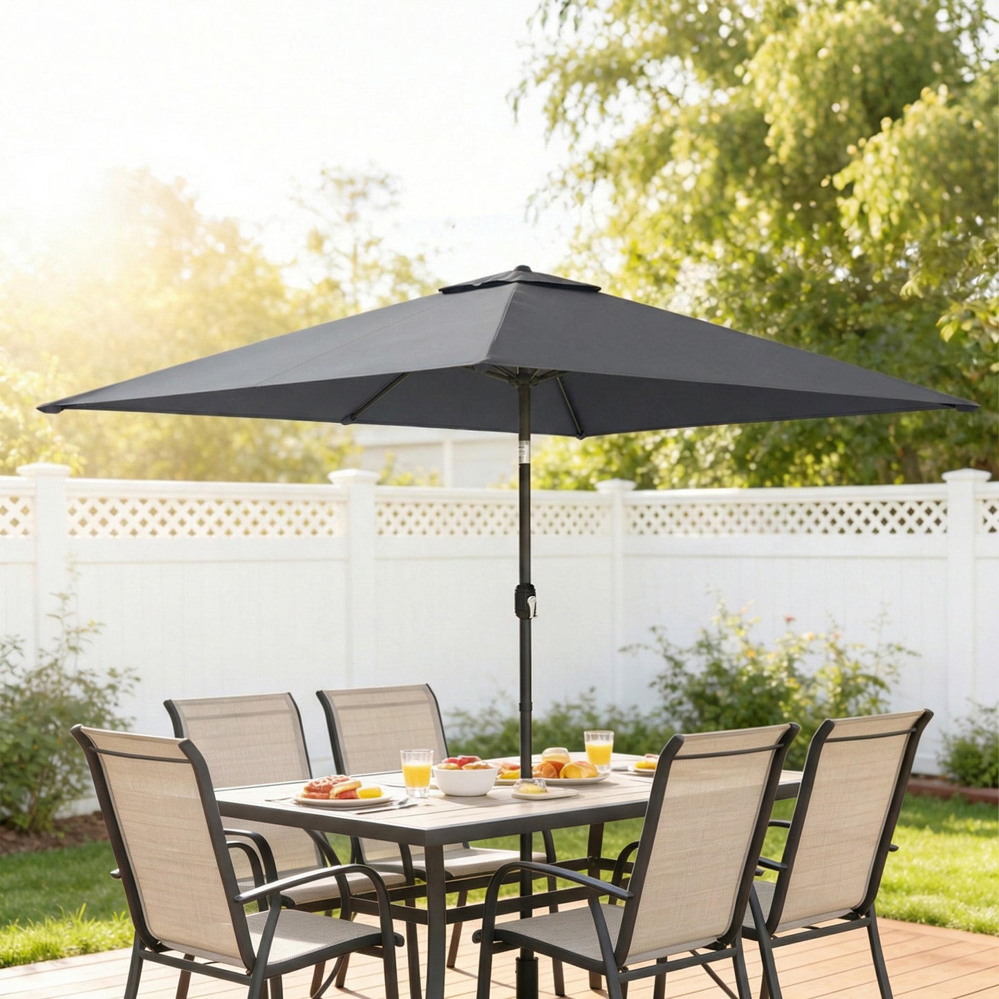 Garden Parasol, Parasol Umbrella with Crank Handle, Tilt Function