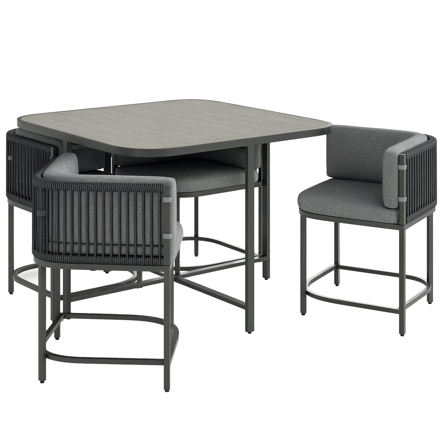 4-Seater Rattan Cube Garden Furniture Set with Cushions