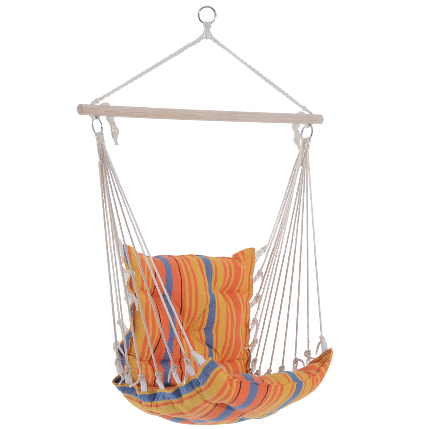 Outdoor Hanging Rope Chair with Soft Padded Seat & Backrest