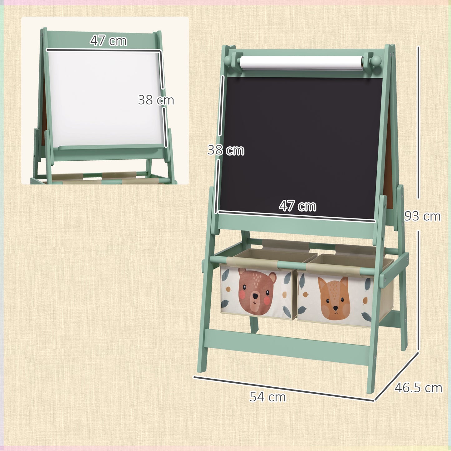 Three-In-One Kids Easel with Paper Roll, Art Easel, with Storage