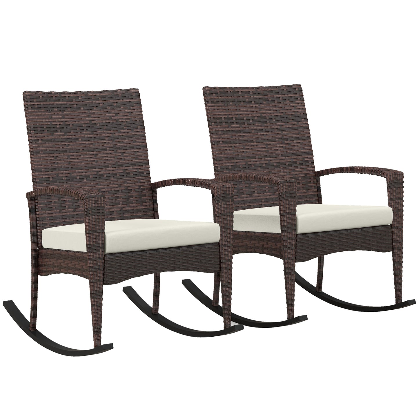 Outdoor PE Rattan Rocking Chair Set of 2