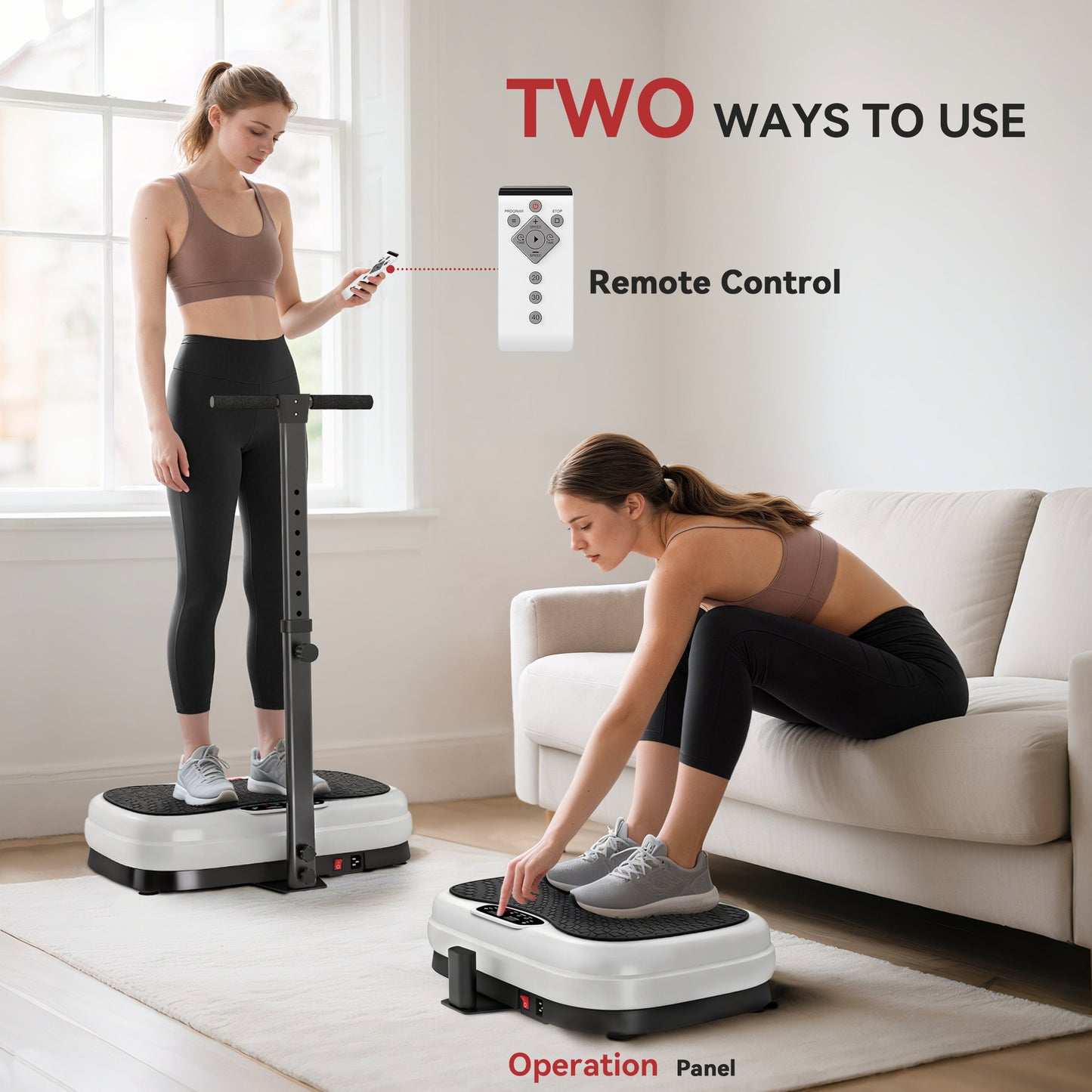 Vibration Plate, with Adjustable/Removable Handle, Preset Modes