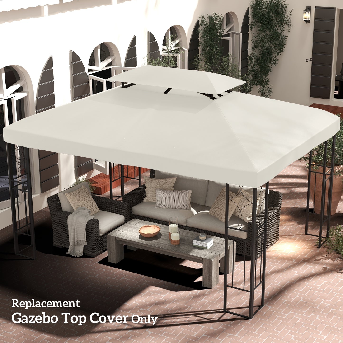3x4m Gazebo Replacement Roof Canopy 2 Tier Top UV Cover Garden (1)