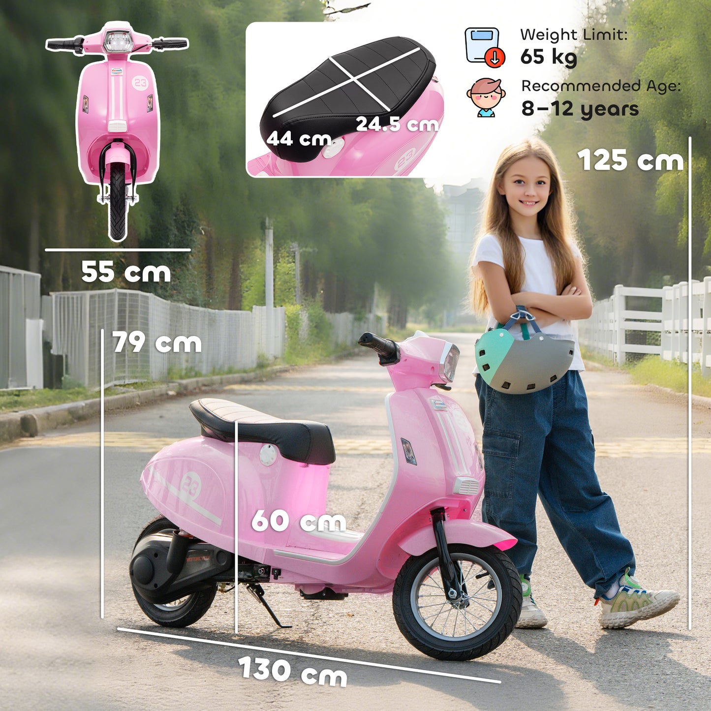 24V Kids Electric Motorbike, Ride on Motorcycle with Manual Throttle