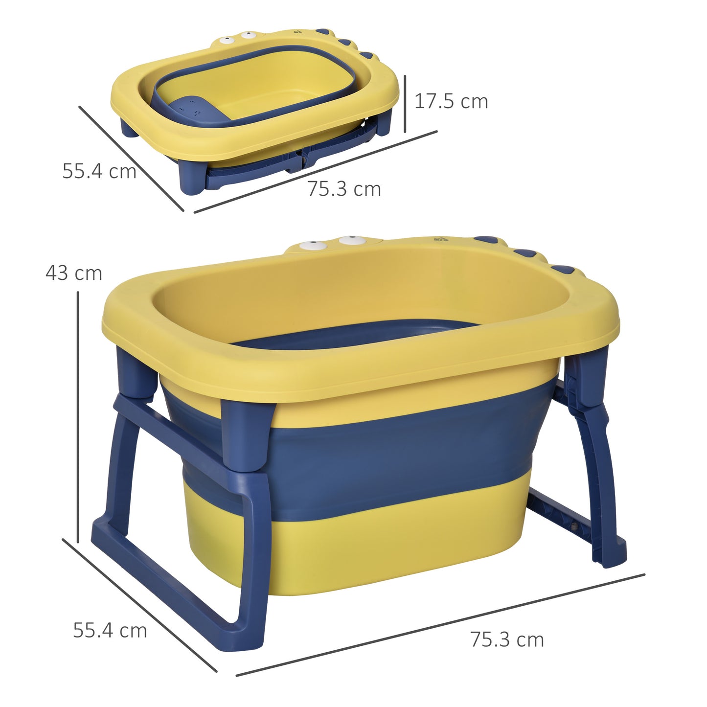 Baby Bathtub for 0-6 Years Collapsible Non-Slip Portable