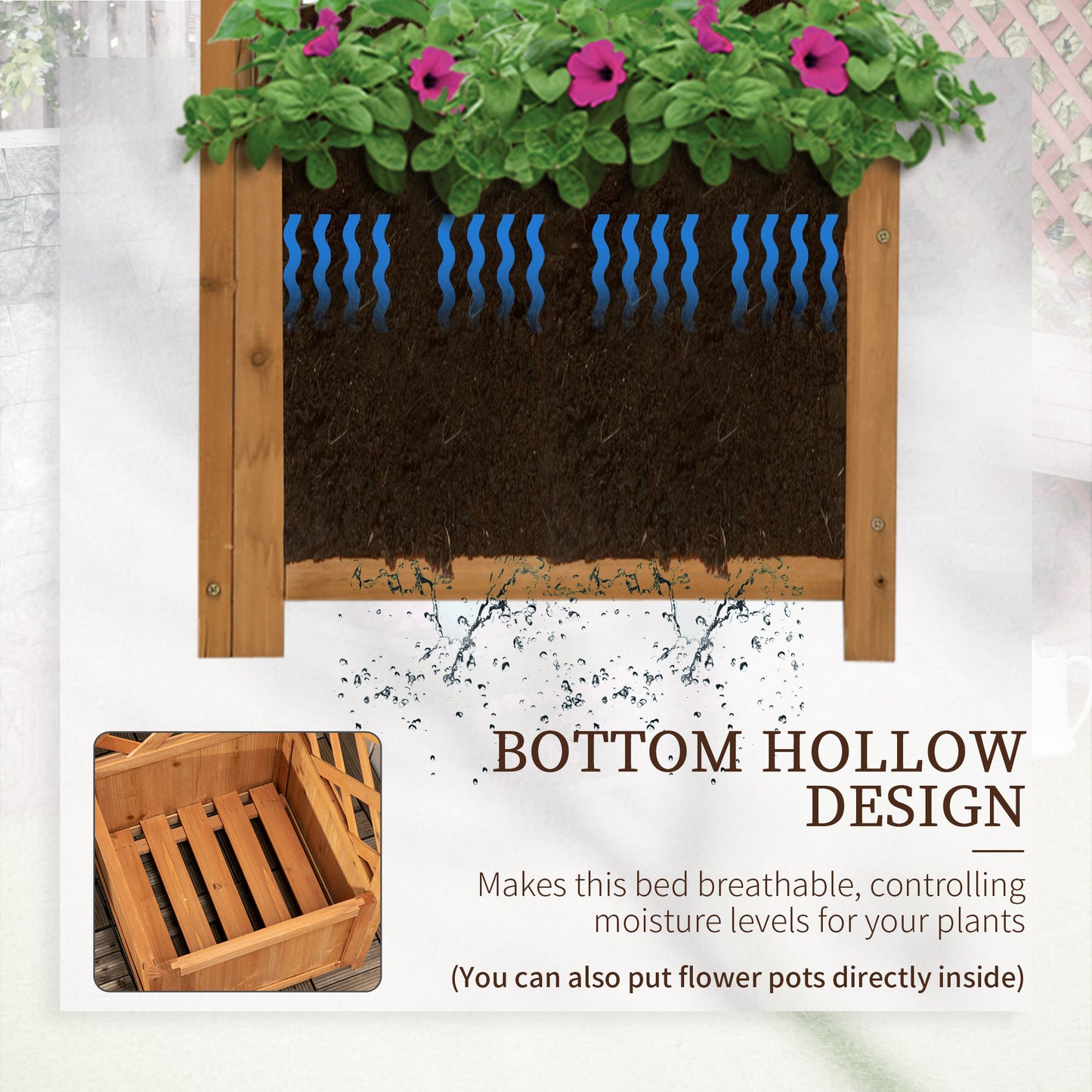 Wooden Planter with Corner Trellis