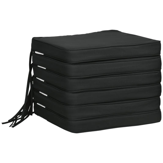 Set of 6 Chair Cushion Seat Pads Dining Chair w/ Straps Indoor