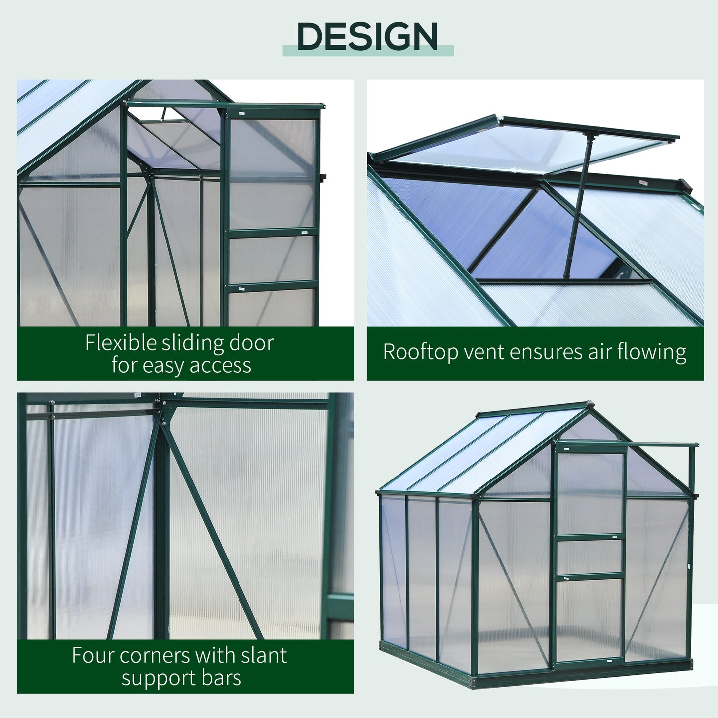 6 x 6ft Polycarbonate Greenhouse