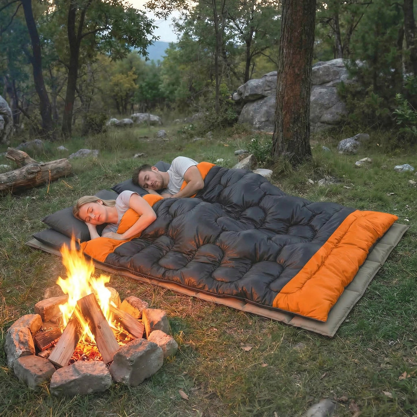 Double Sleeping Bag with 2 Pillows (1)