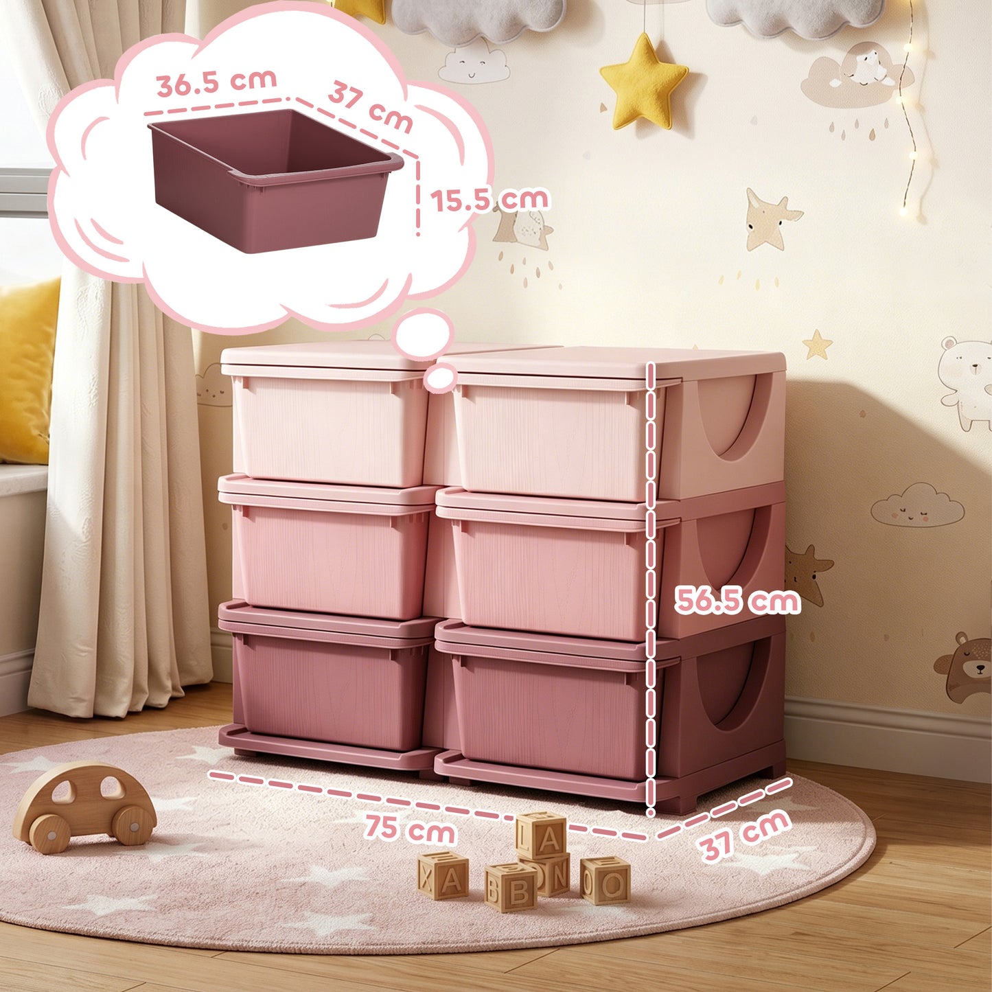 Kids Storage Unit, with Six Drawers
