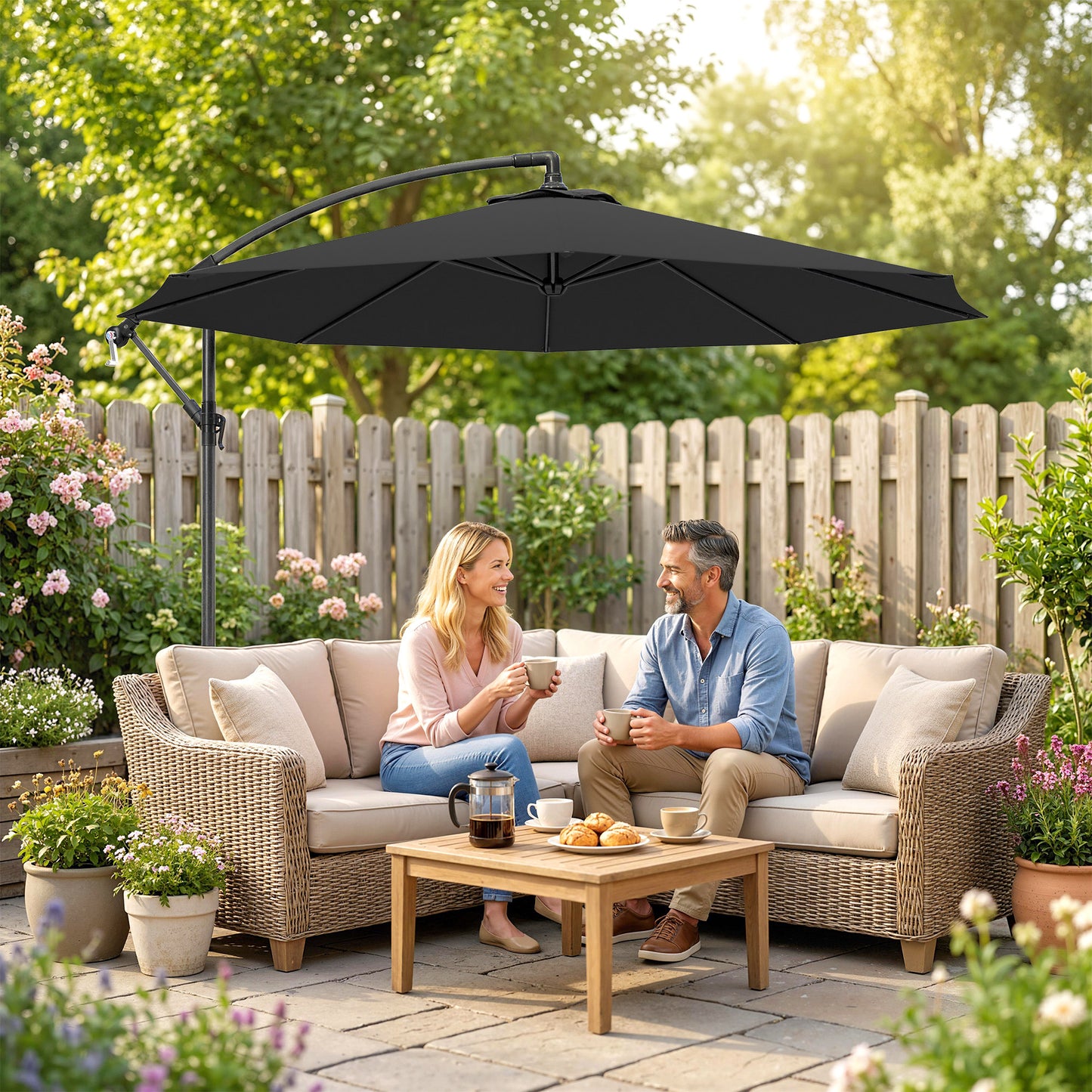 3m Overhanging Cantilever Parasol, with Cross Base (3)