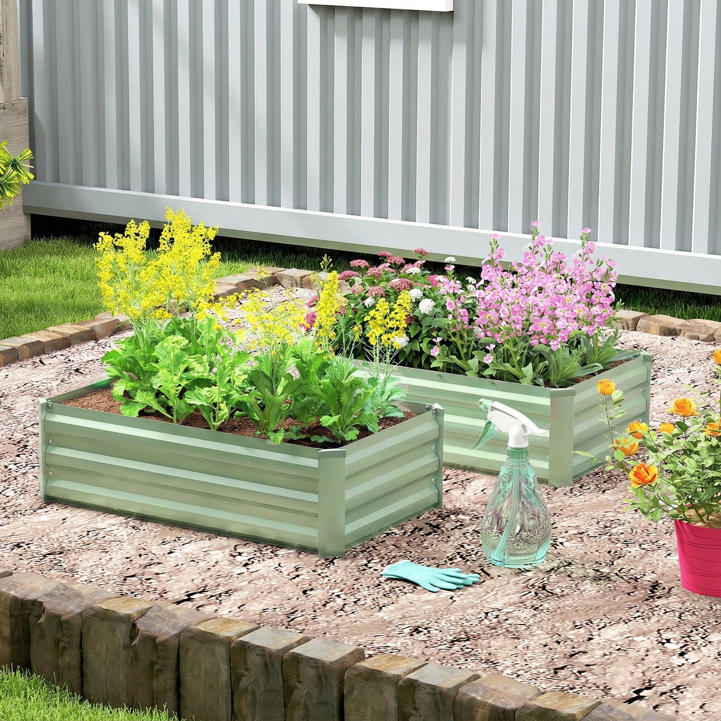 Set of Two 100 x 60cm Steel Planter Boxes (2)