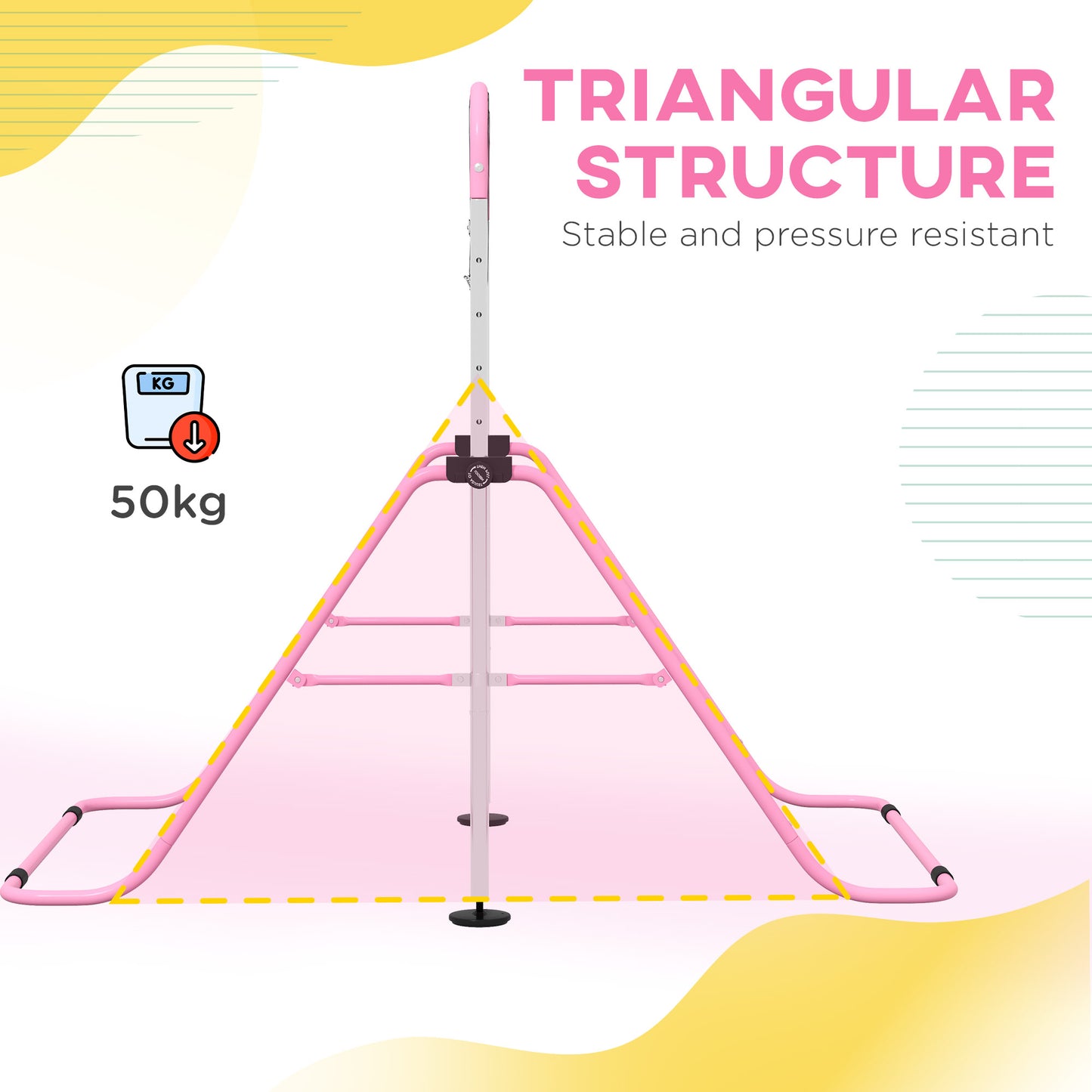 Adjustable Height, Foldable Kids Gymnastics Bar w/ Non-slip Rubber