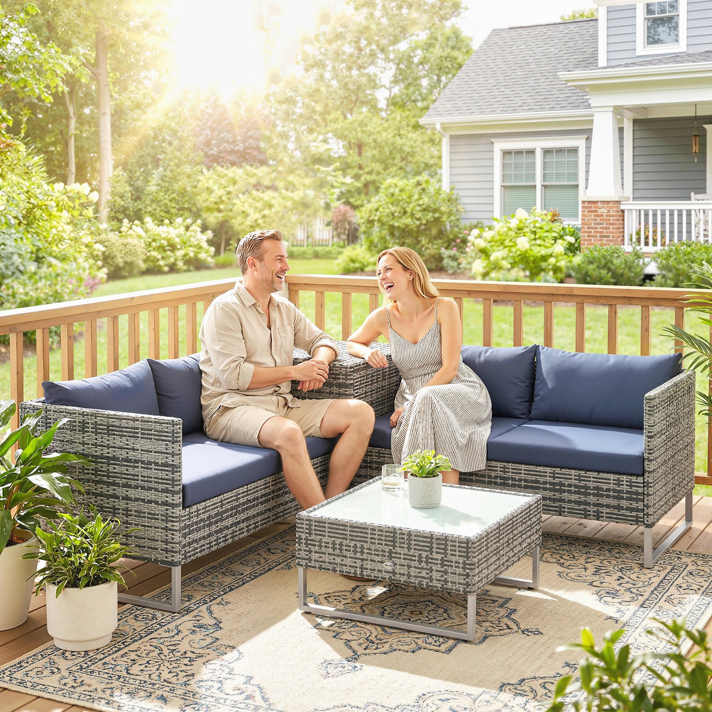 4 Piece Rattan Garden Furniture Set