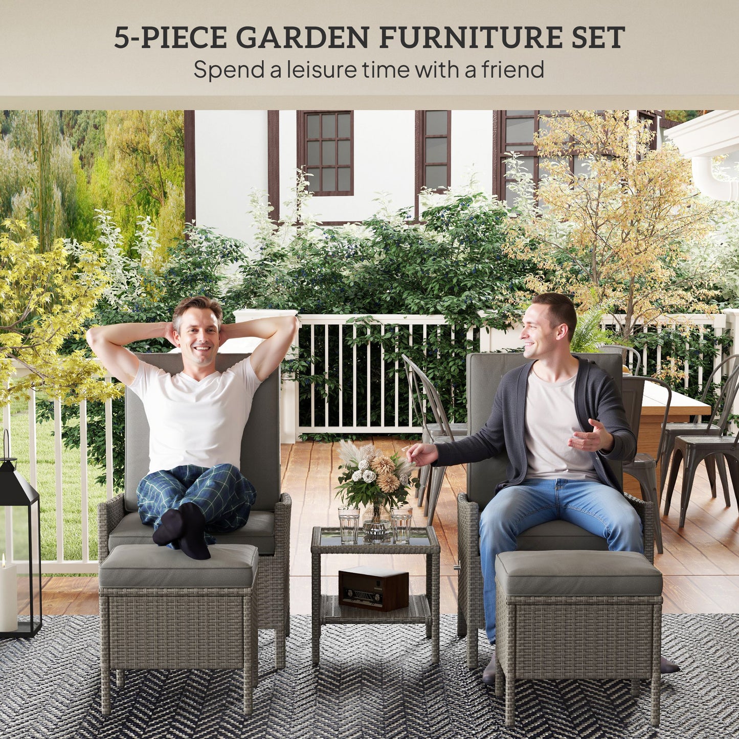5 Piece Rattan Garden Furniture Set