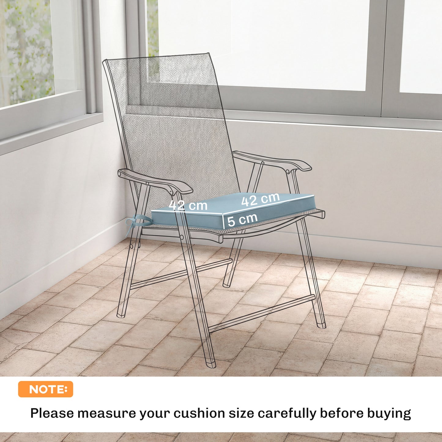 Set of 6 Chair Cushion Seat Pads Dining Chair w/ Straps