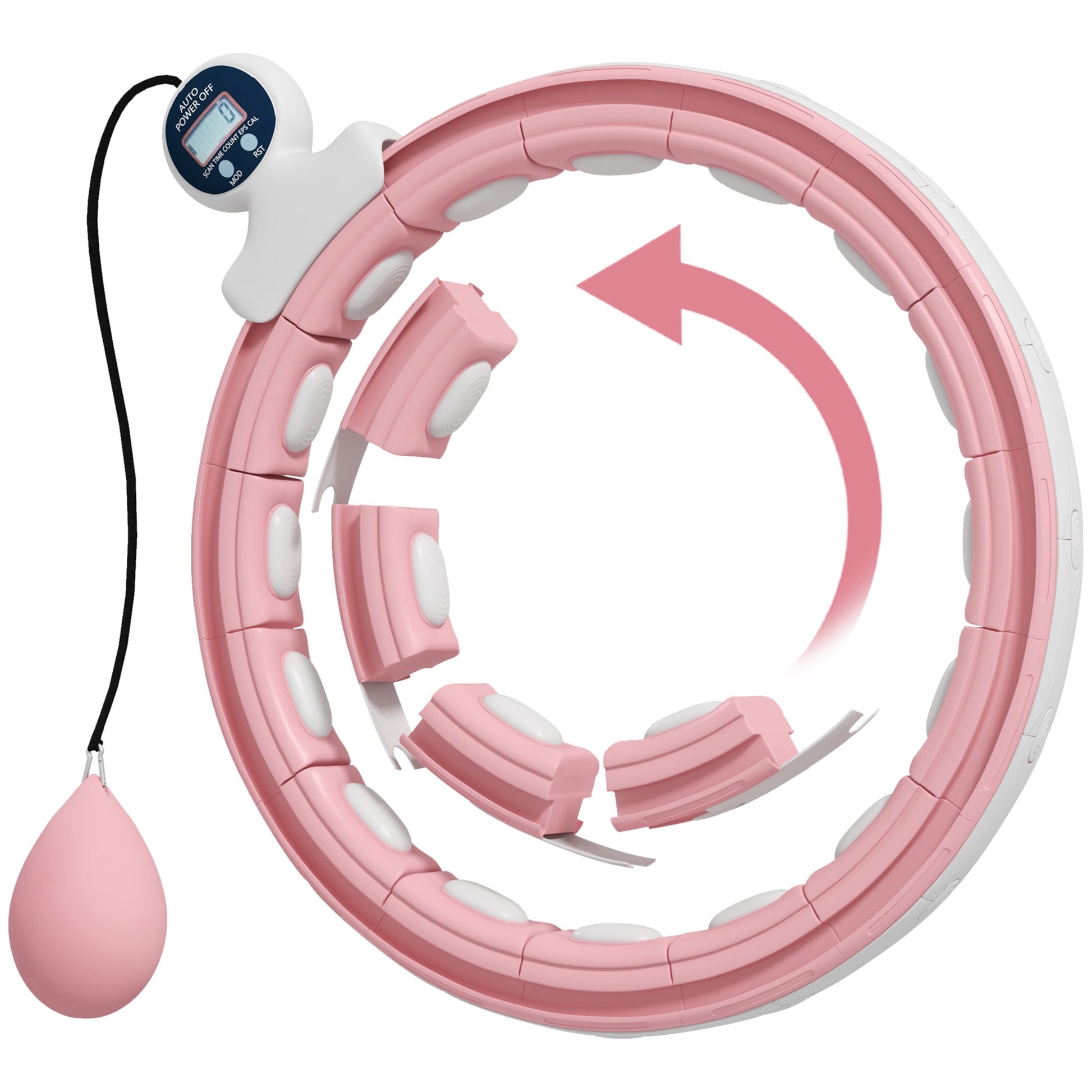 Smart Weighted Hula Hoop, Massage Hula Ring w/ 16 Detachable Knots