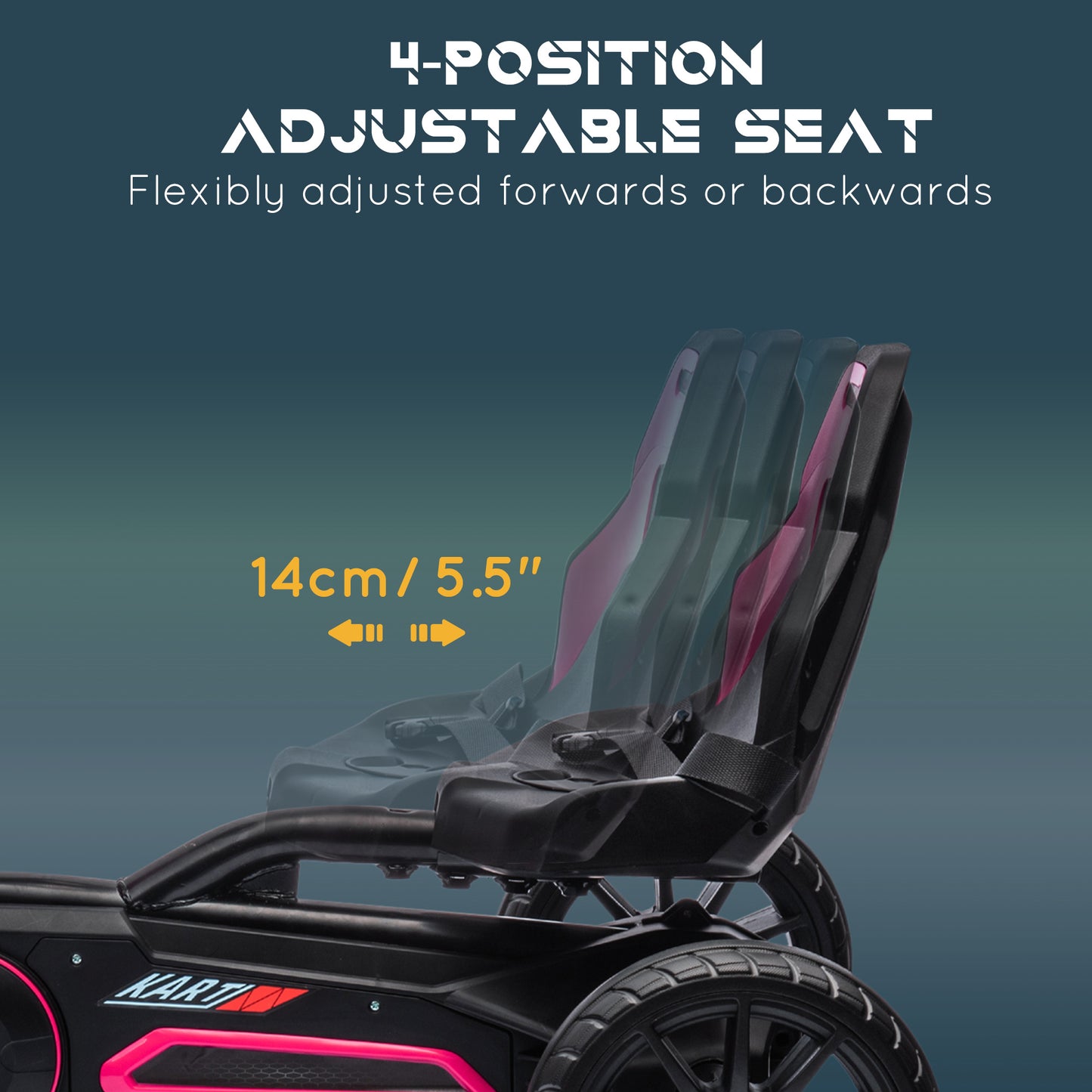 Kids Pedal Go Kart, with Adjustable Seat, EVA Wheels, Seat, Handbrake