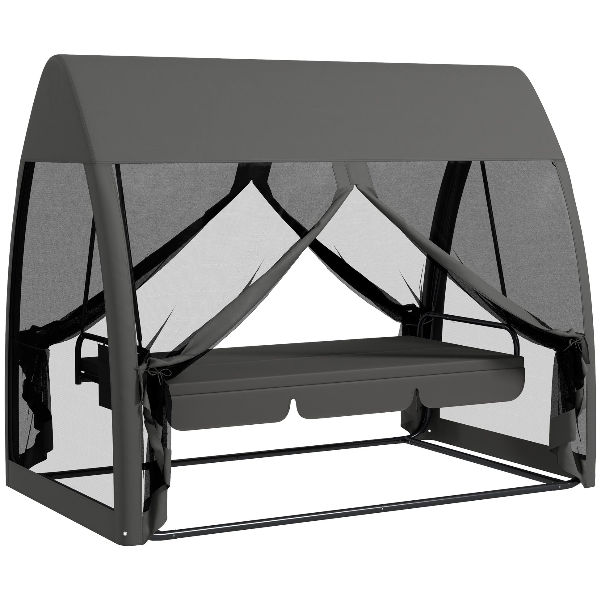 Three-Seater Convertible Swing Chair/Bed, with Curtained Canopy