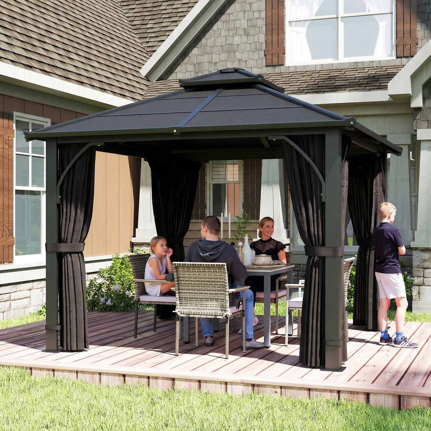 2.5 x 2.5 m Hardtop Gazebo Canopy with 7mm PC Roof