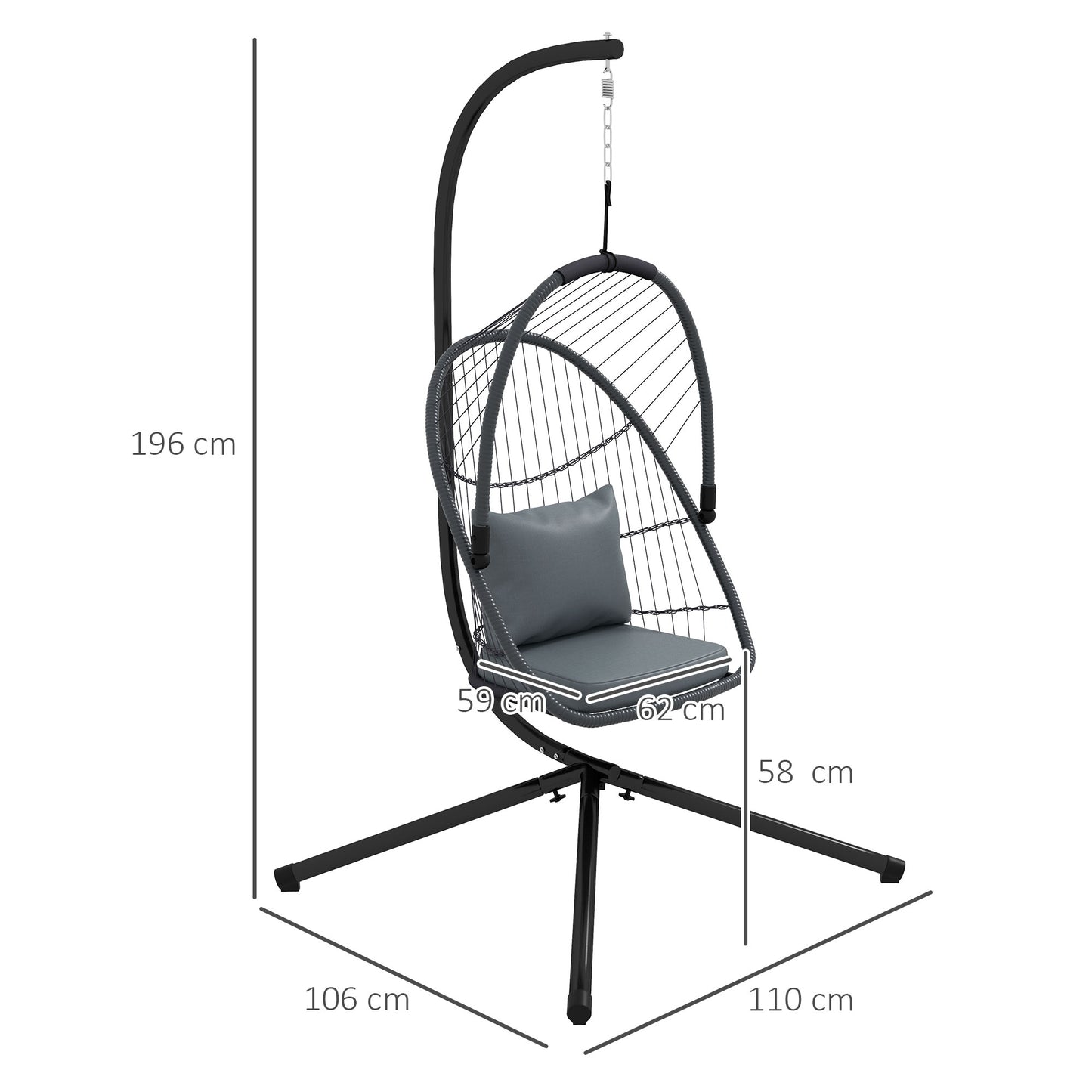 Single Egg Chair, with Steel Frame Stand