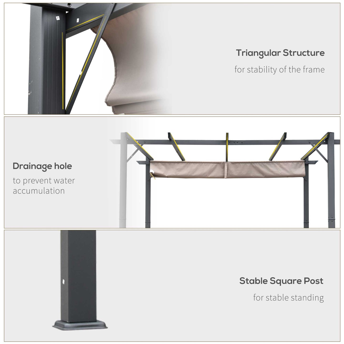 3m x 3m Pergola - Retractable Aluminium 3x3 Garden Shade