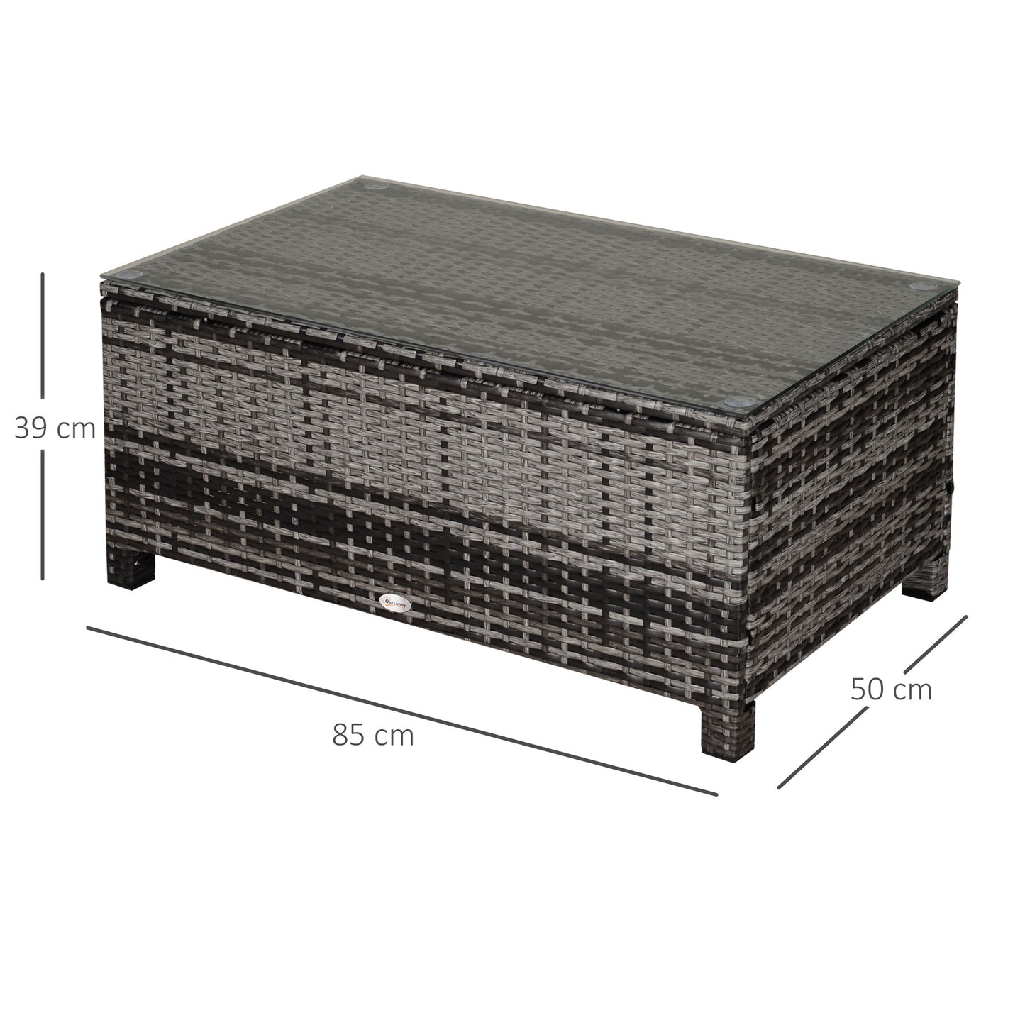 PE Rattan Garden Coffee Table, with Glass Table Top