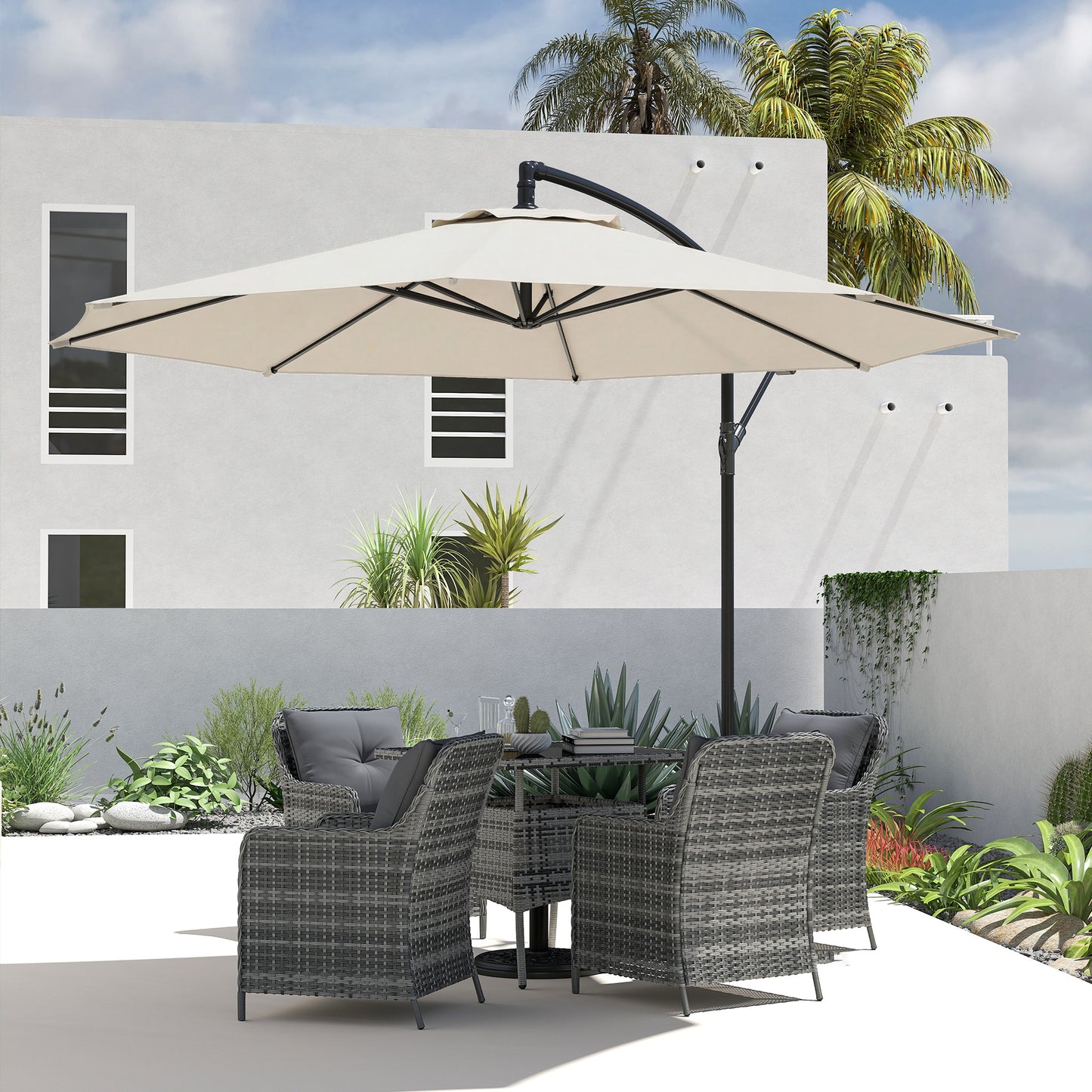 3 m Overhanging Cantilever Parasol, with Cross Base