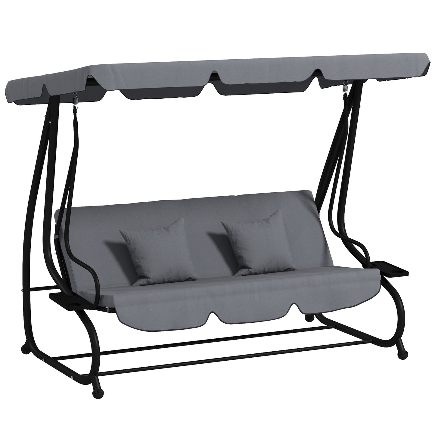 Three-Person garden Swing Chair, with Adjustable Canopy