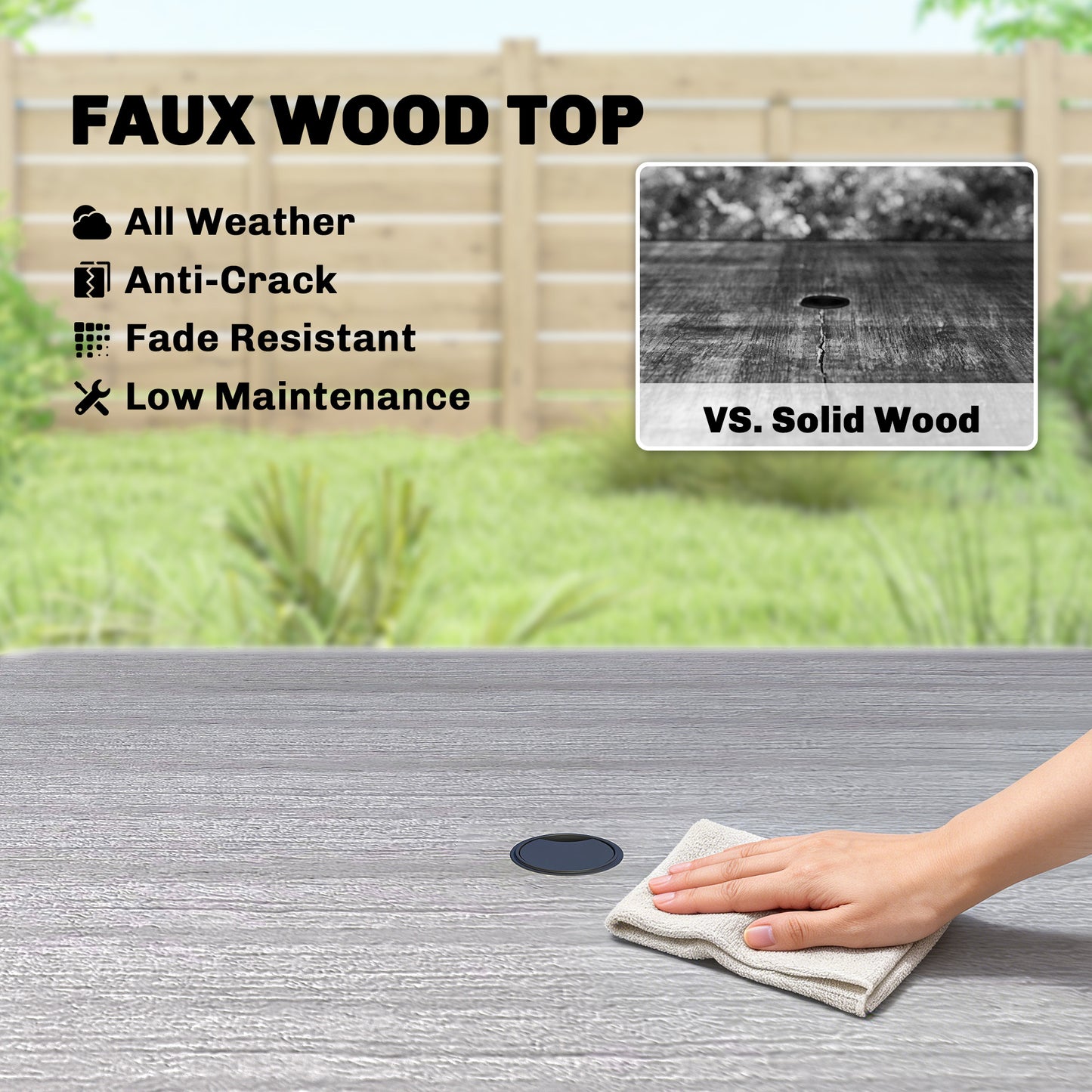 Garden Dining Table for 4, 85 cm Square Outdoor Table