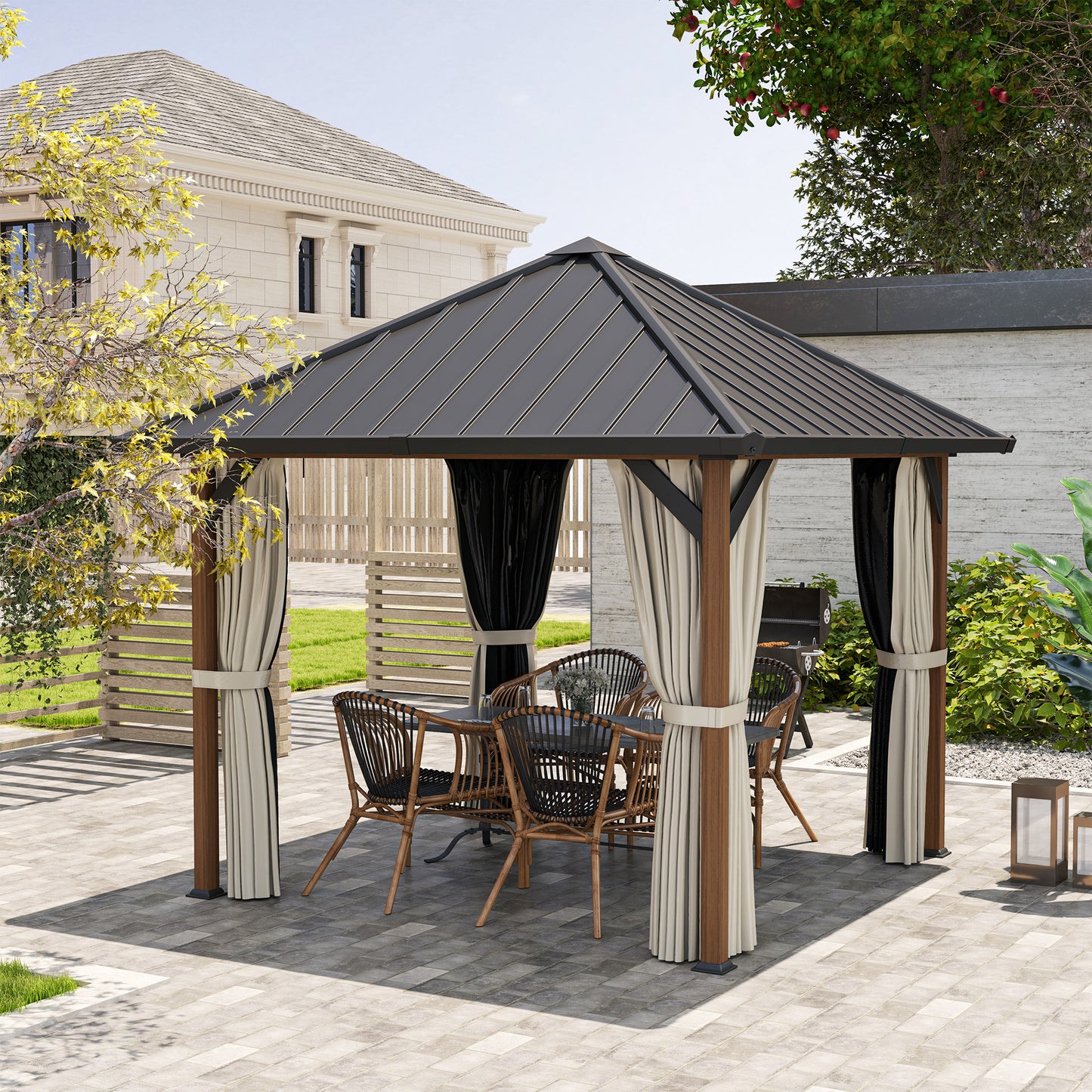 3 x 3(m) Hardtop Gazebo with Galvanised Steel Roof and Water Gutter
