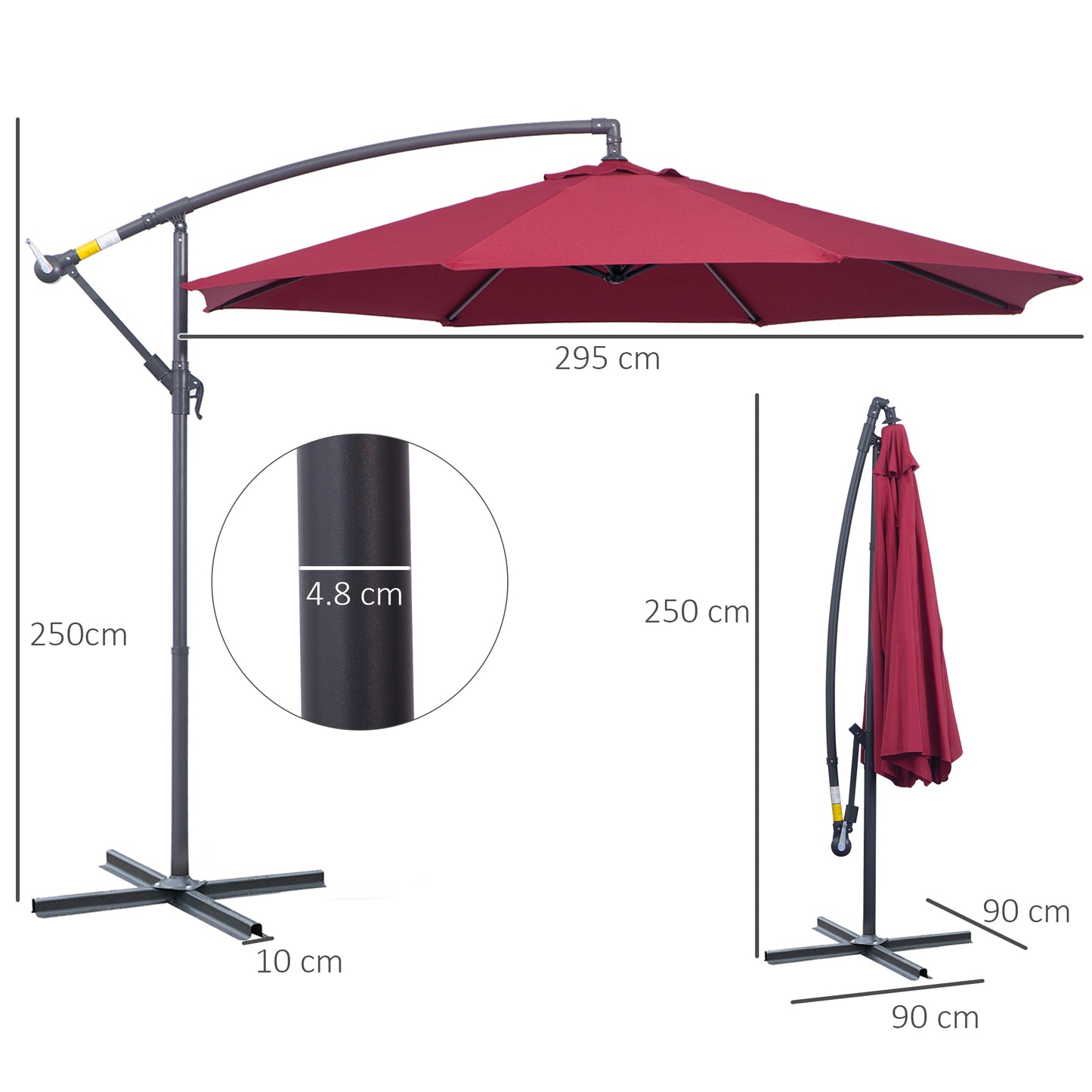 3m Water Resistant Terylene Hanging Parasol