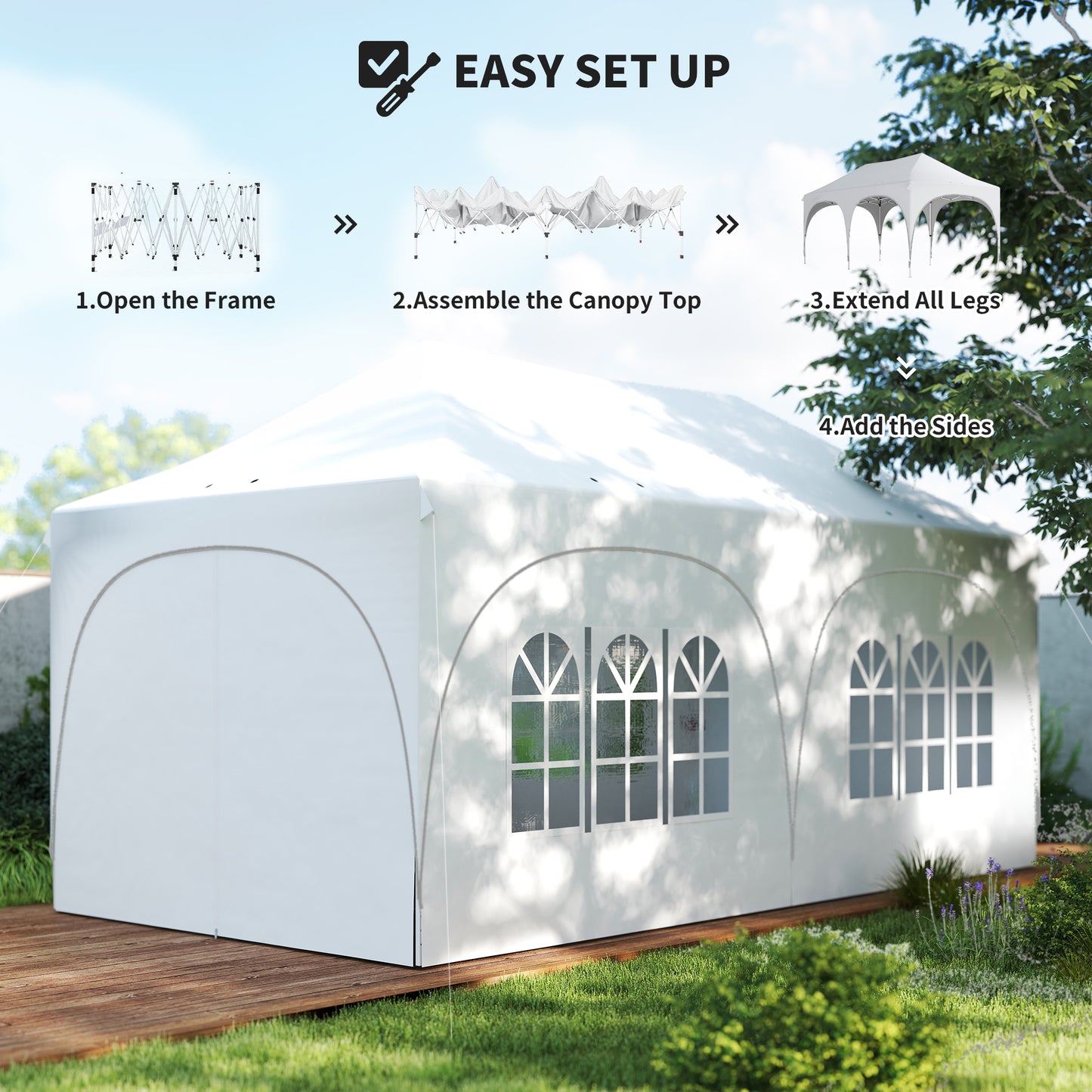 3 x 6m Pop Up Gazebo Shelter with Sides, 6 Sandbags (1)