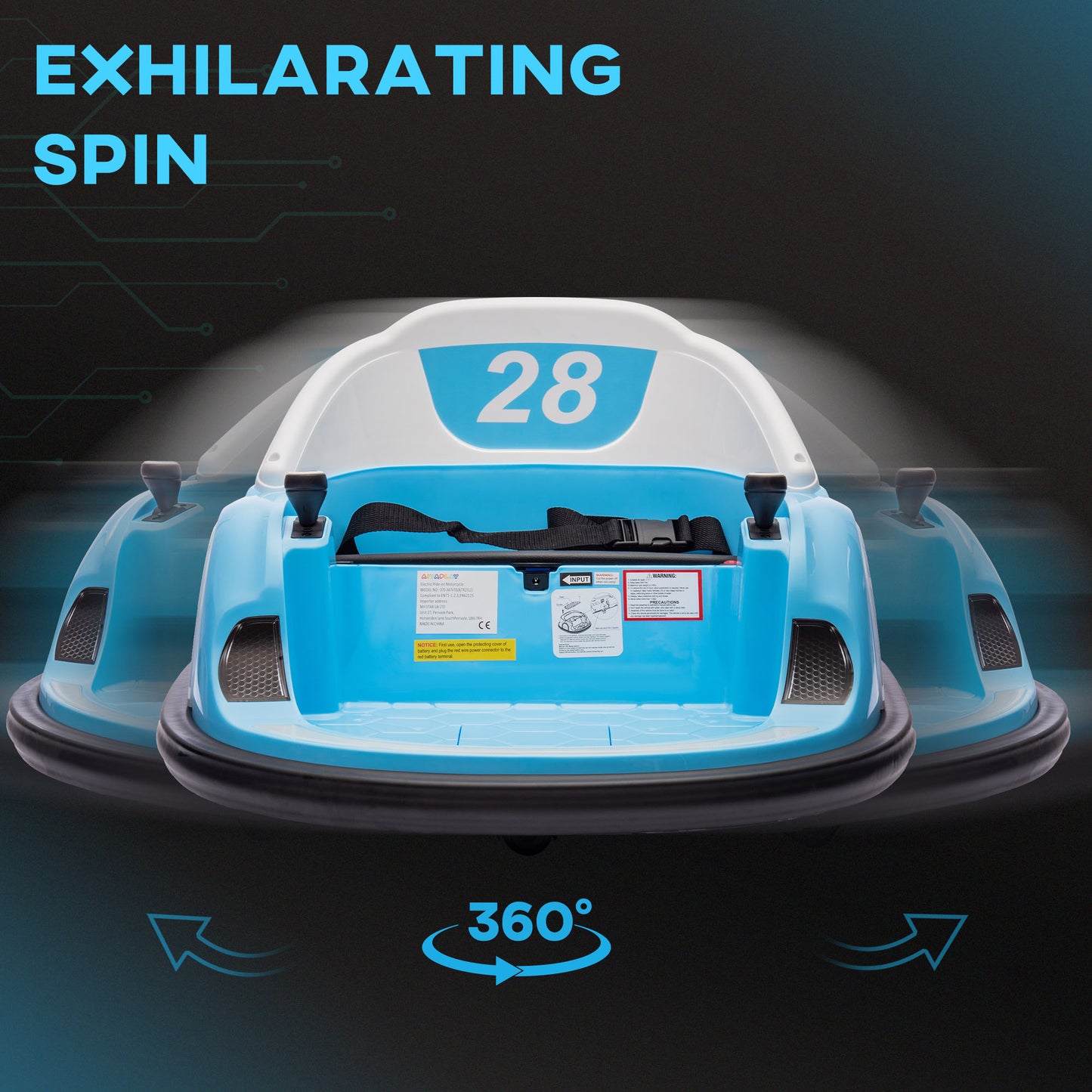 360° Rotation Kids Bumper Car, 12V Waltz Car with Remote Control
