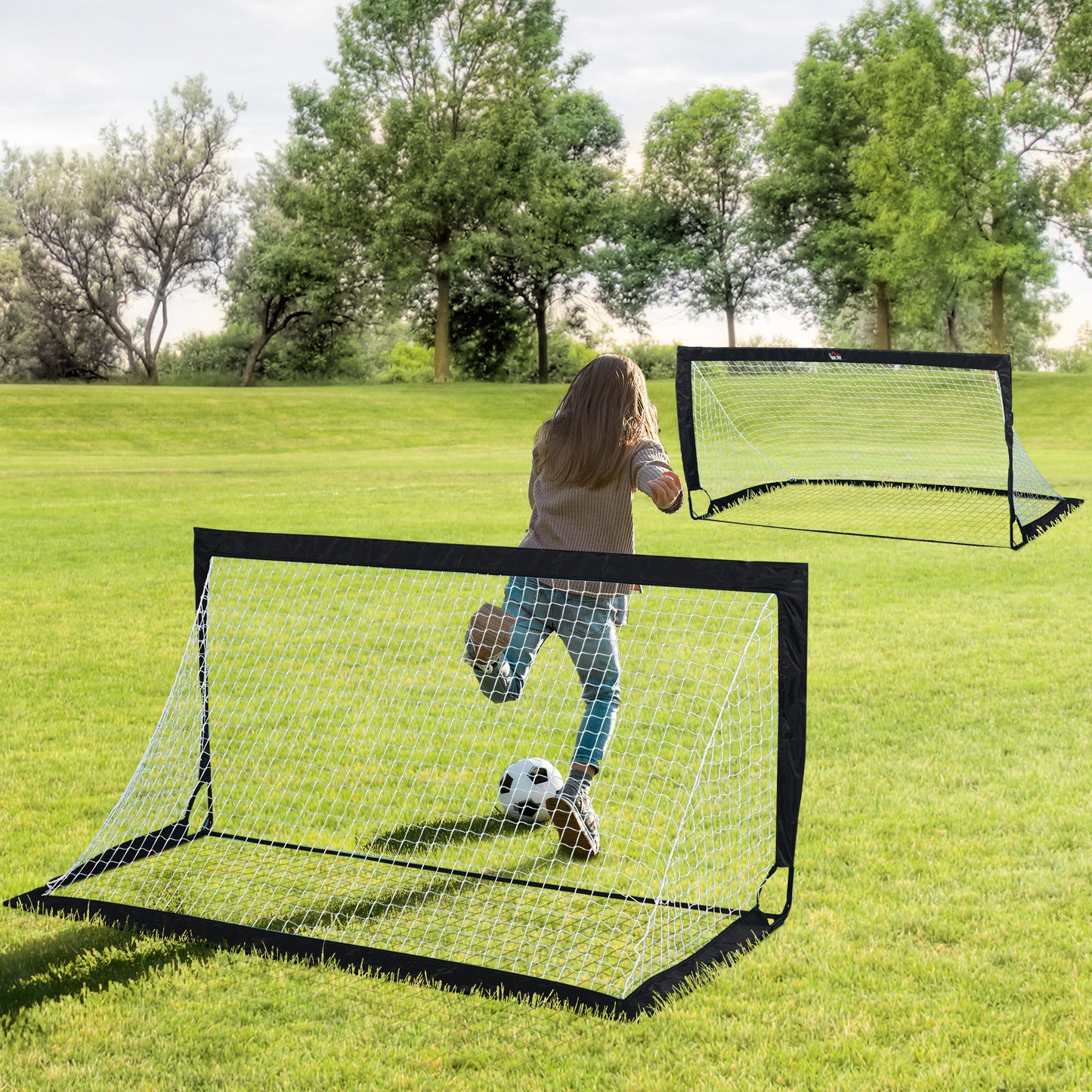 Set of 2 Football Goal Net 6 x 3 ft Foldable Outdoor Sport Training