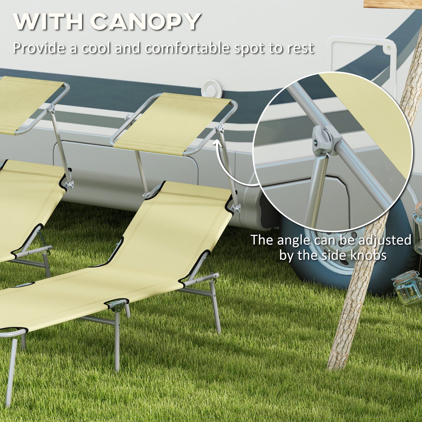 Folding Sun Lounger with Canopy
