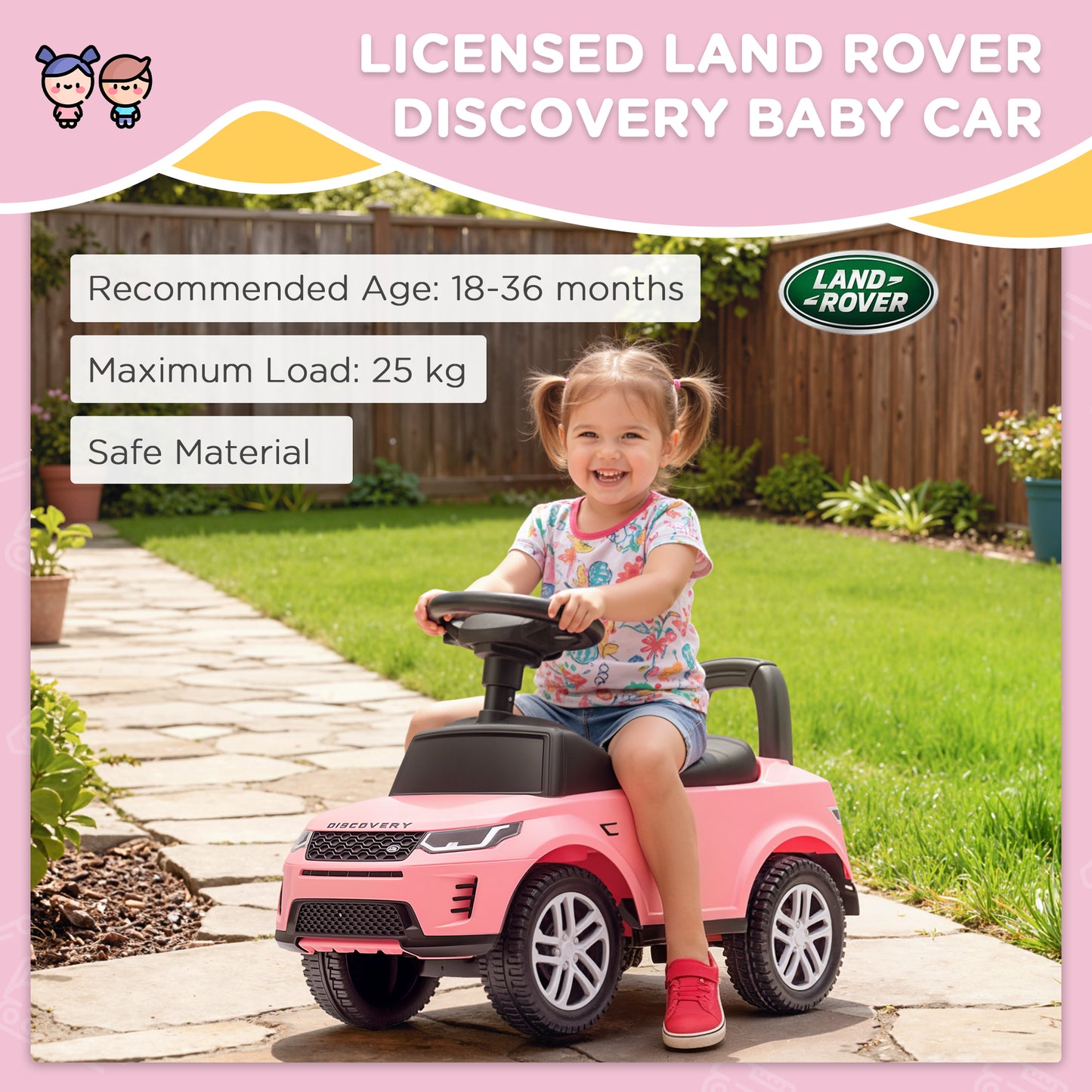 Land Rover Licensed Toddler Ride on Car with Horn, Engine Sounds