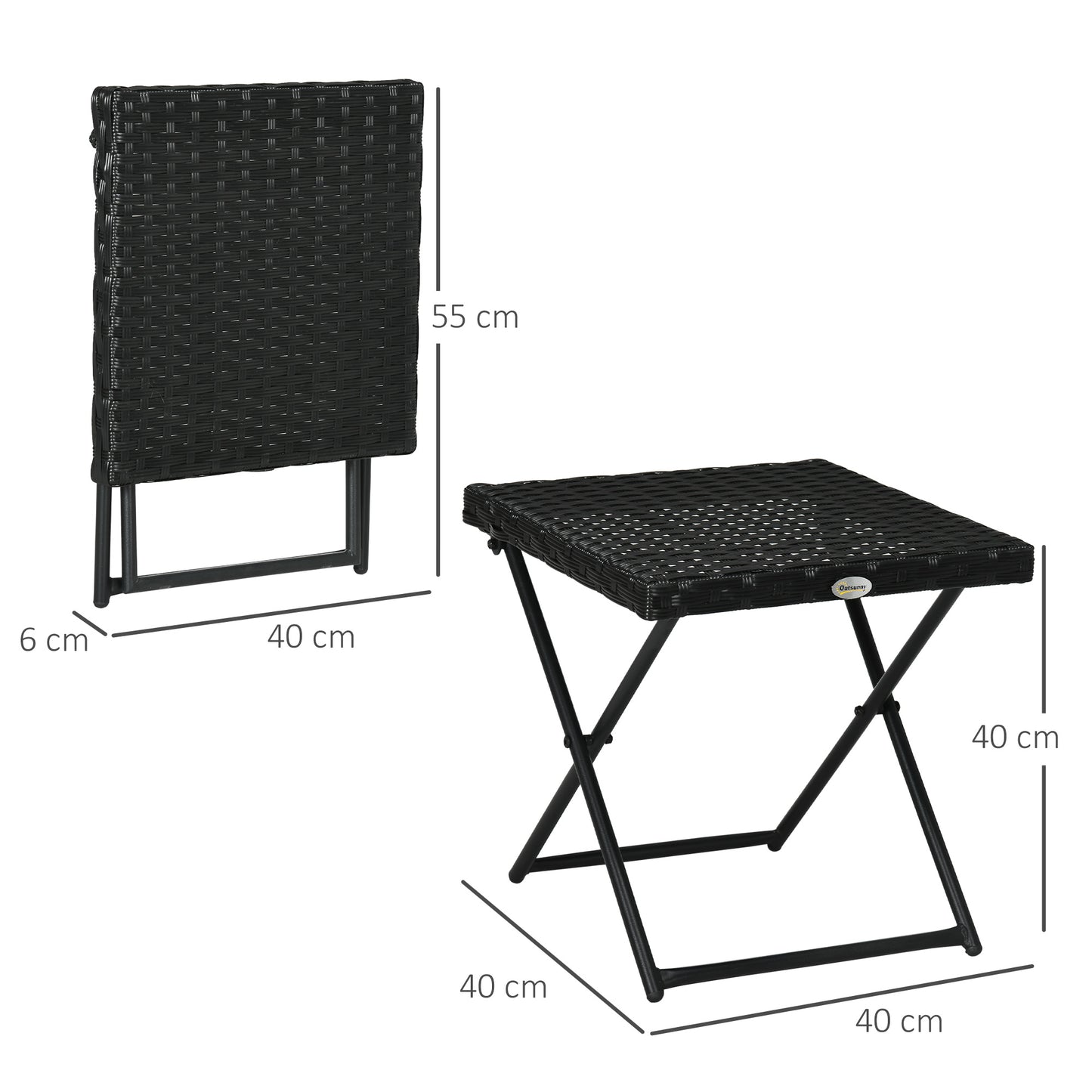 Square PE Wicker Rattan Folding Table (1)