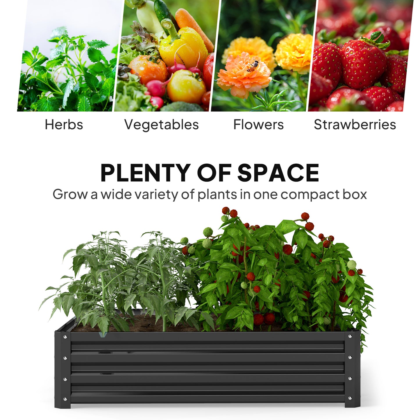 432L Square Raised Garden Bed Box with Weatherized Steel Frame