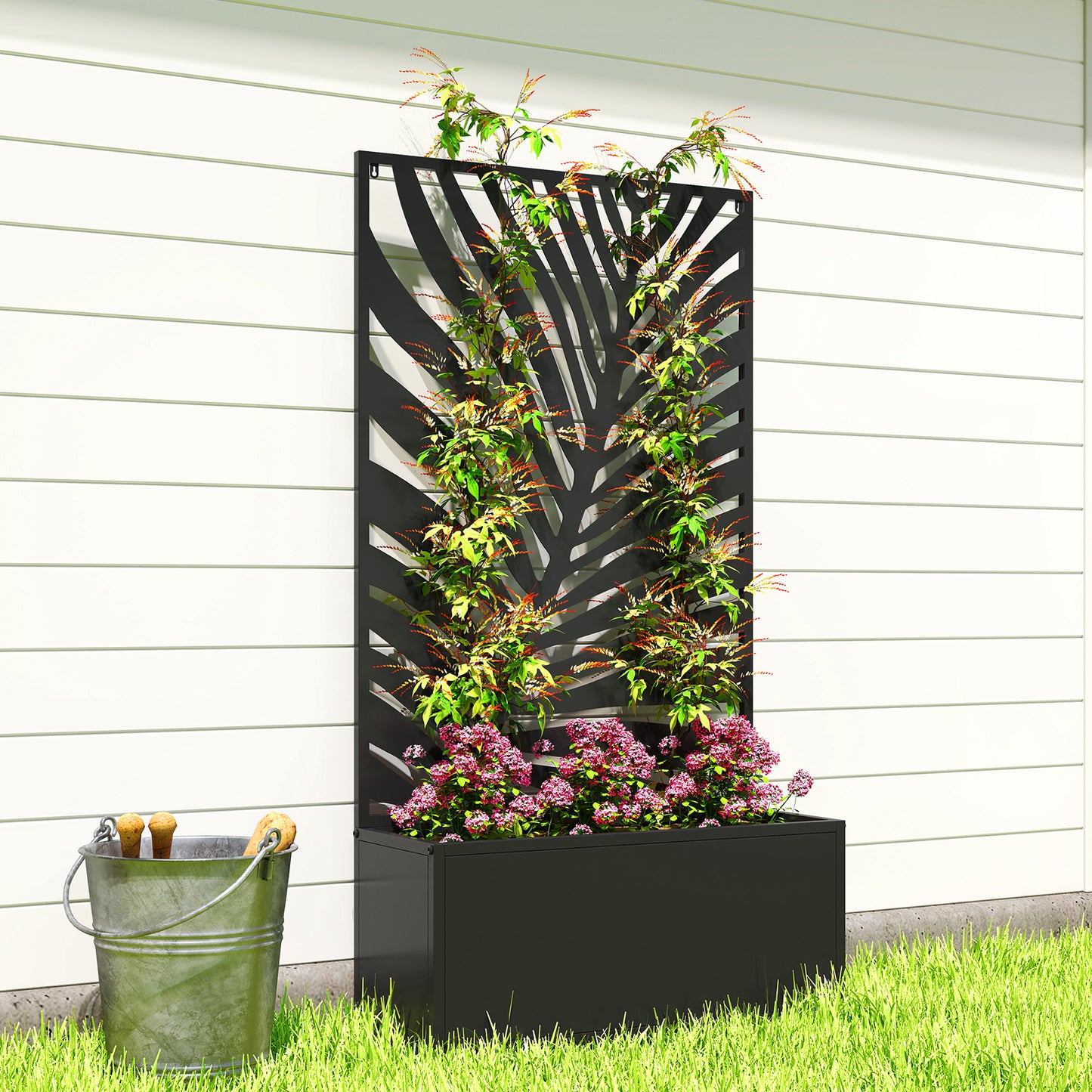 Metal Garden Bed for Garden with Trellis