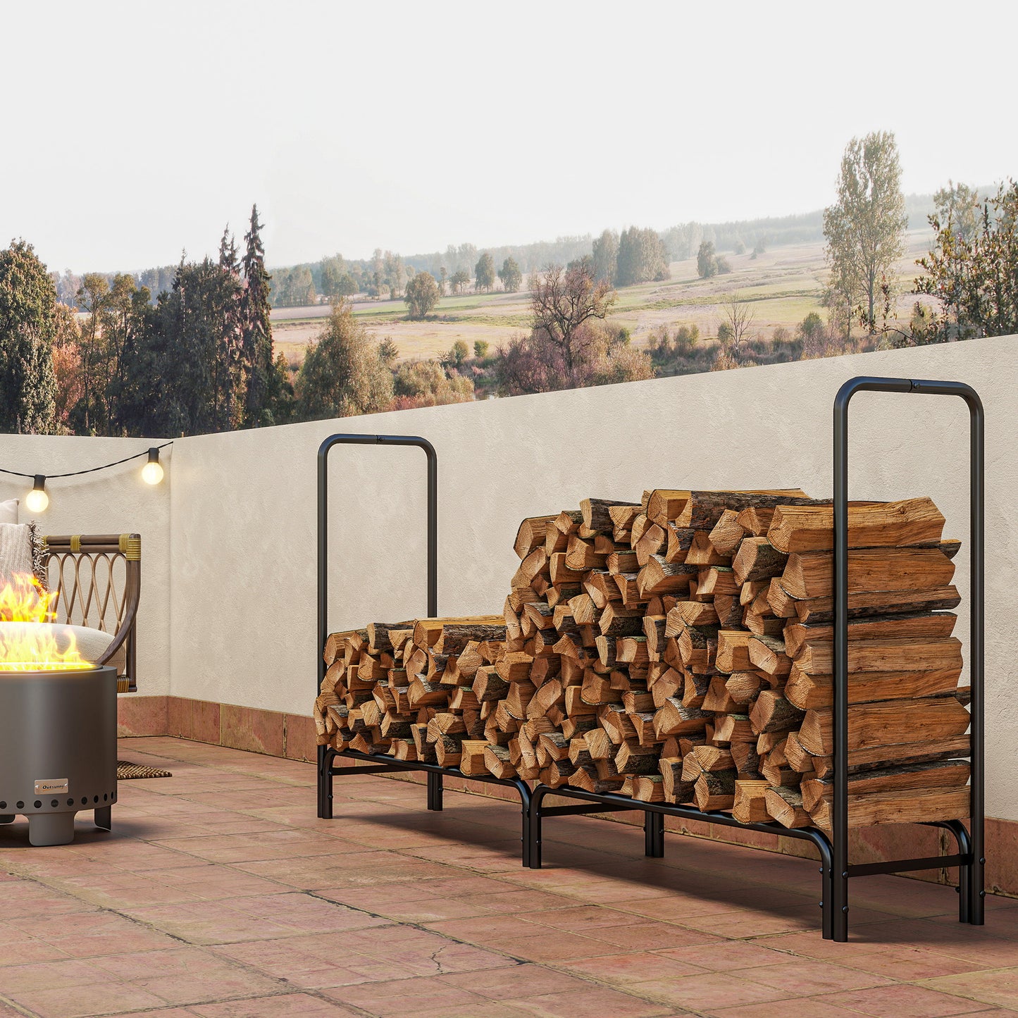 Firewood Rack with Waterproof Cover