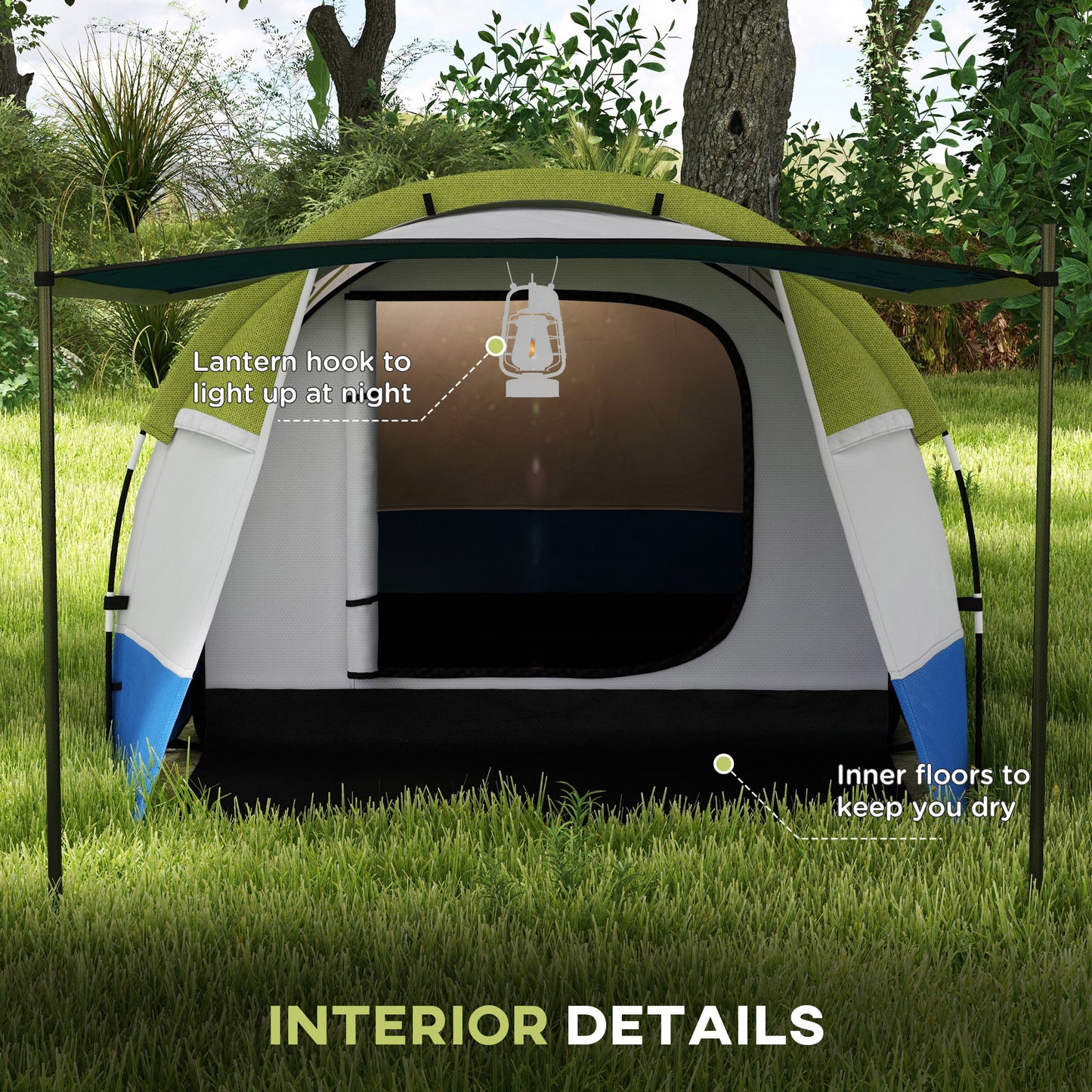Three Man Two-Room Tent, with Porch and Accessories
