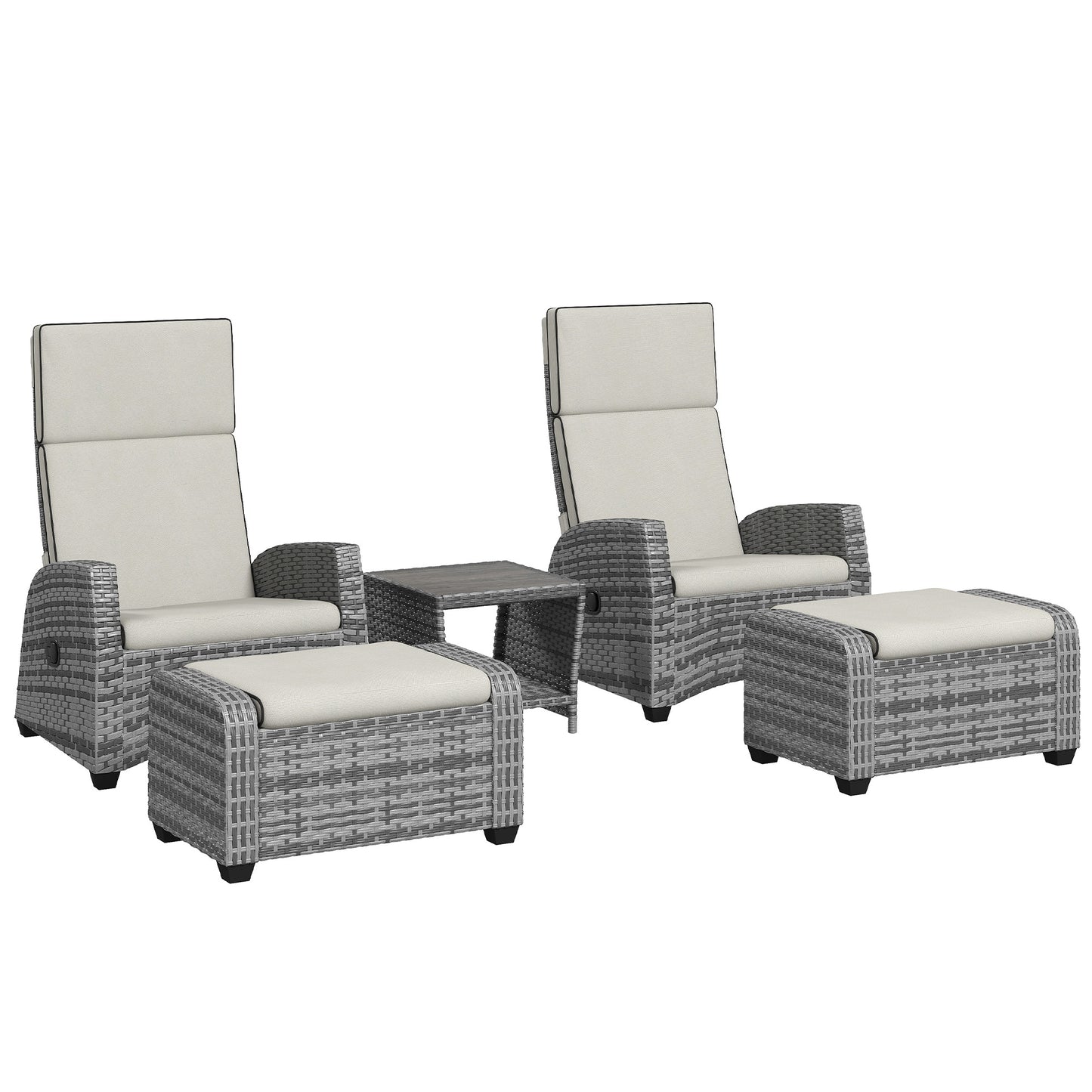 5-Piece Rattan Garden Furniture Set with Cushions