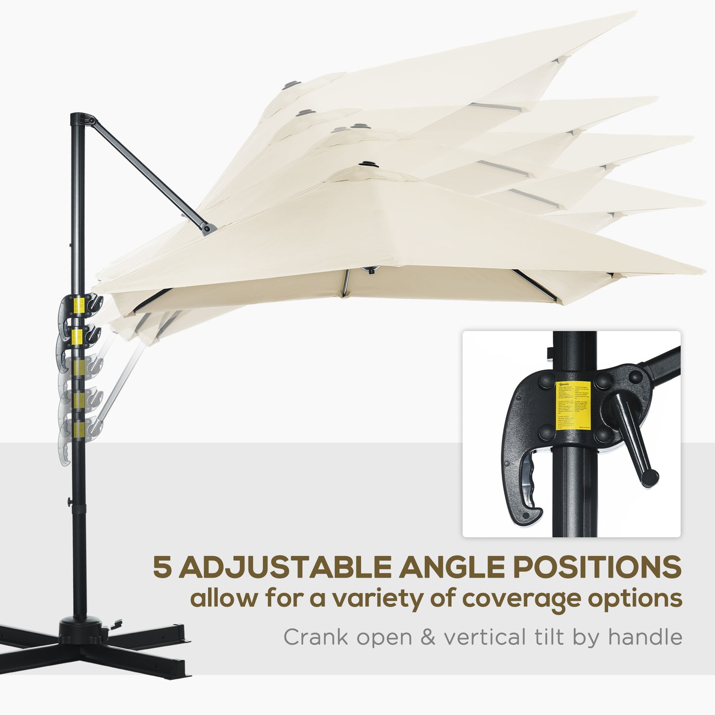 2.5 x 2.5m Patio Offset Parasol Umbrella Cantilever Hanging