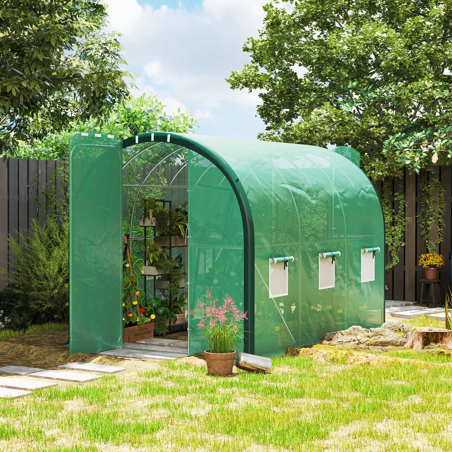3 x 2 m Polytunnel Greenhouse, with Reinforced PE Cover