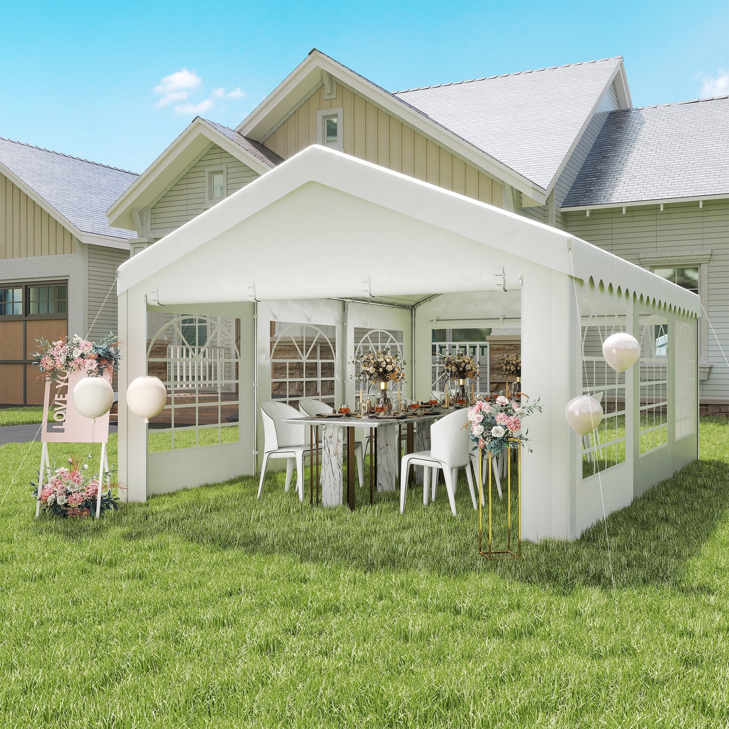 6m x 4m Heavy Duty Garden Gazebo for Parties, Wedding and Events
