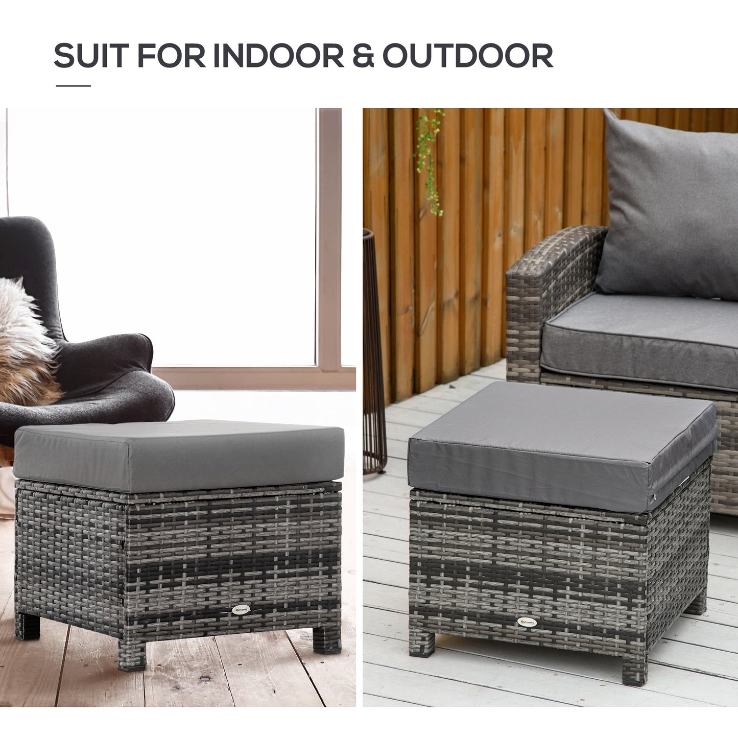 Rattan Footstool Wicker Ottoman