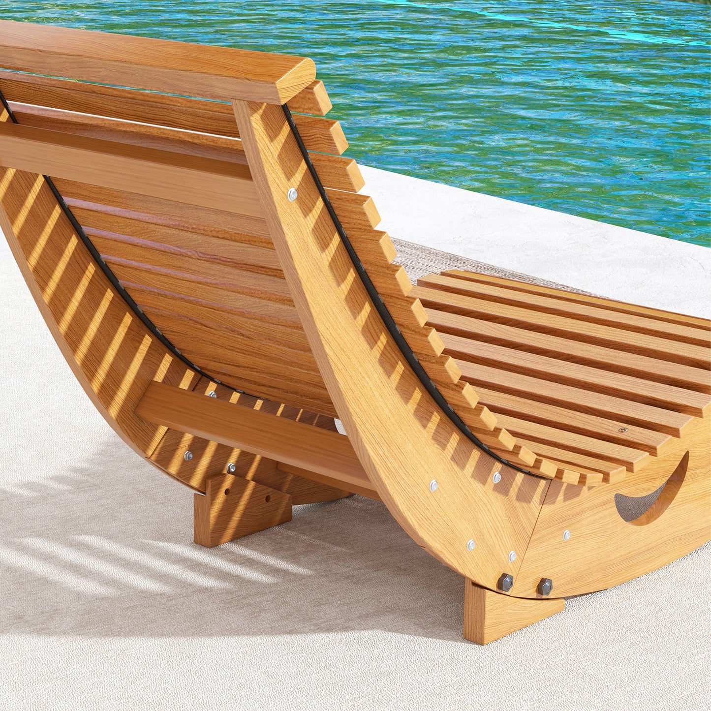 Outdoor Rocking Chair w/ Slatted Seat, Wooden Rocking Chair