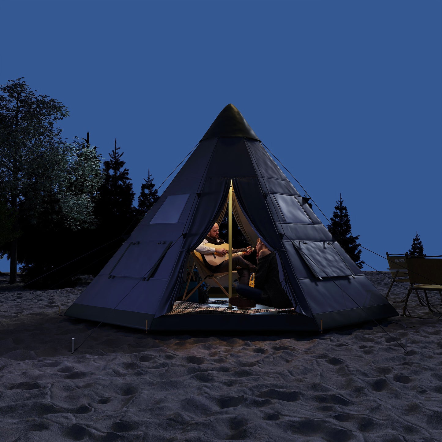 6 Men Tipi Tent with Carry Bag