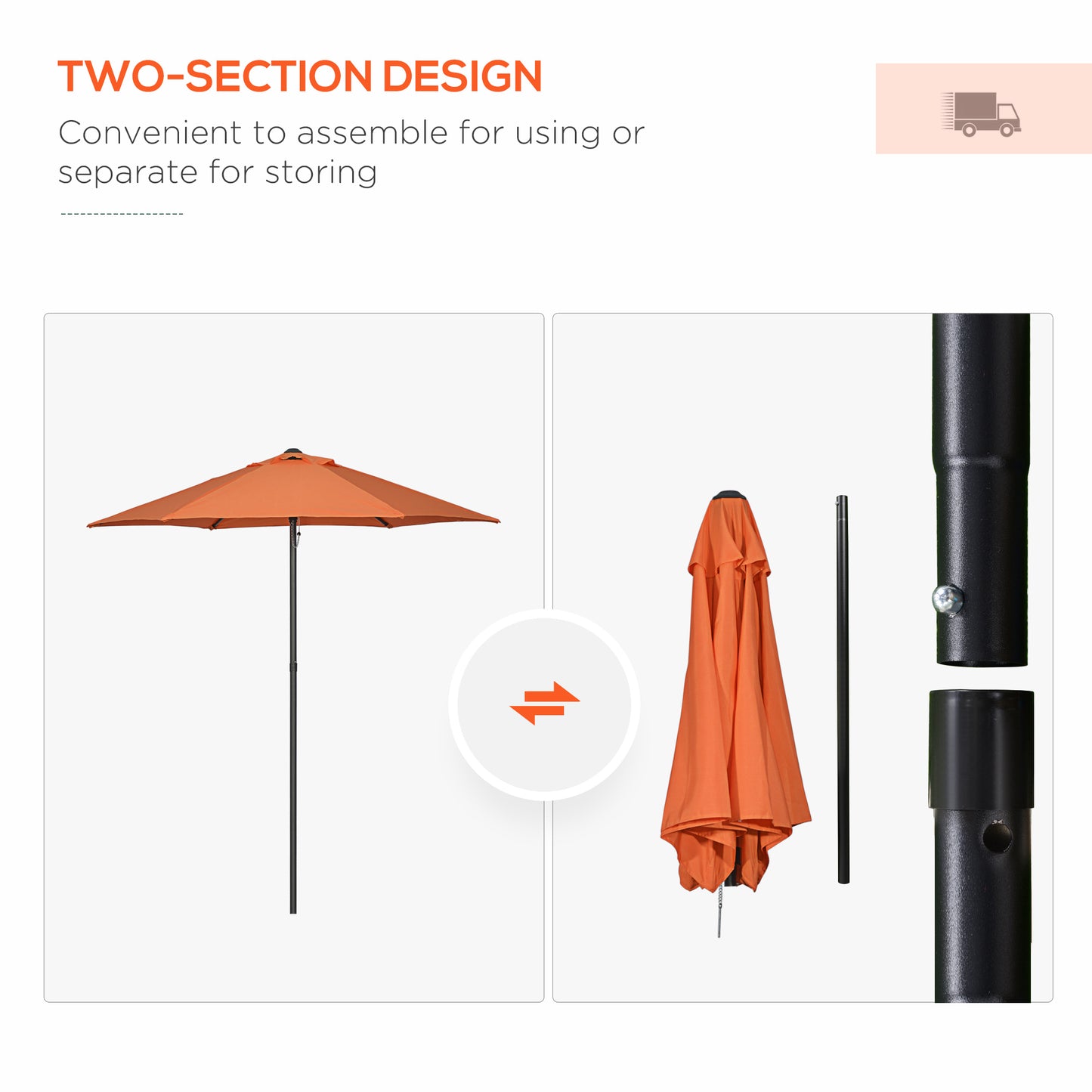 2m Garden Parasol Umbrella